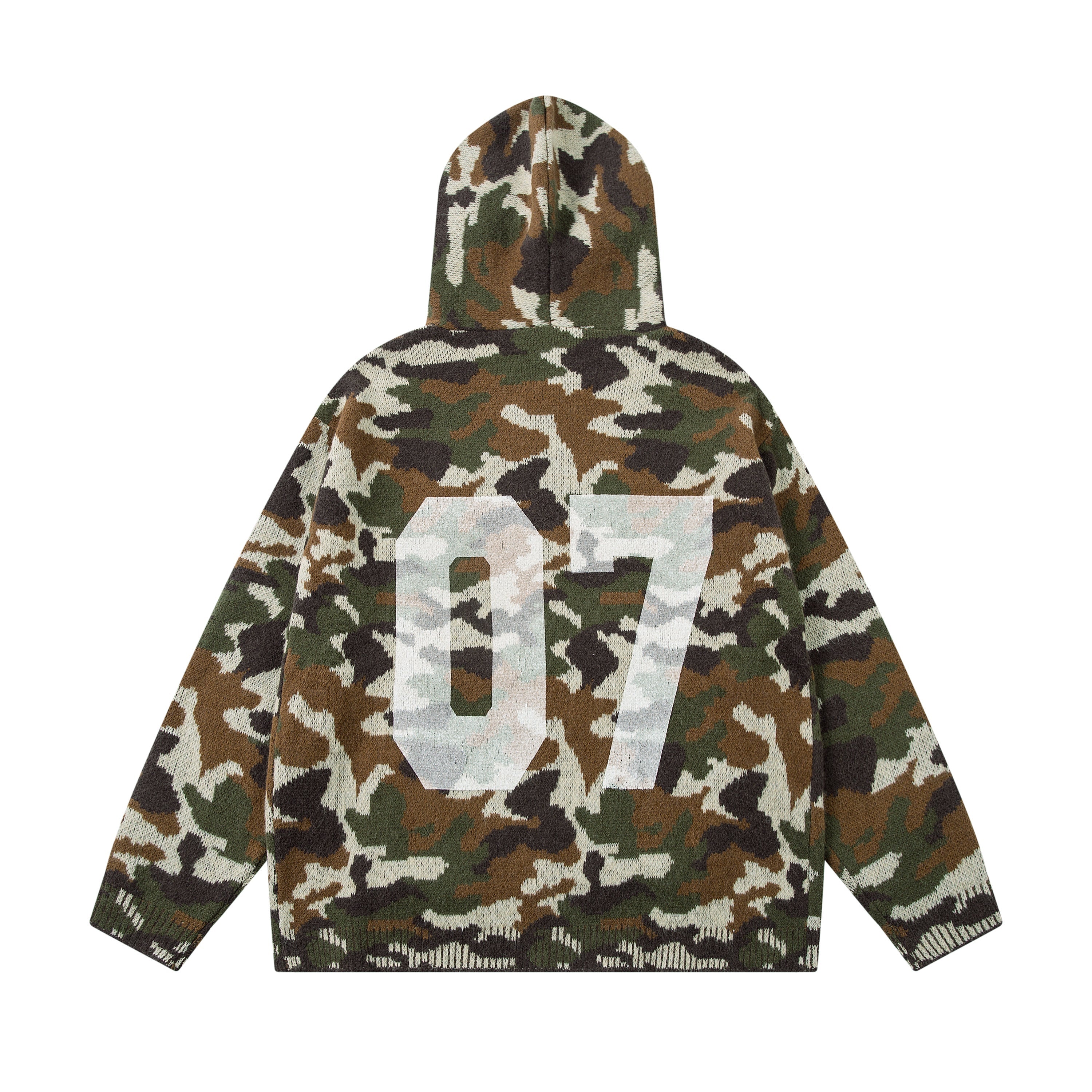 Omirad 07 Camo Knit Zip-Up Hoodie | Streetwear Sweater