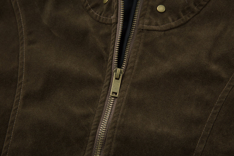 Suede-Texture Arc Panel Zip Jacket | Streetwear Outerwear