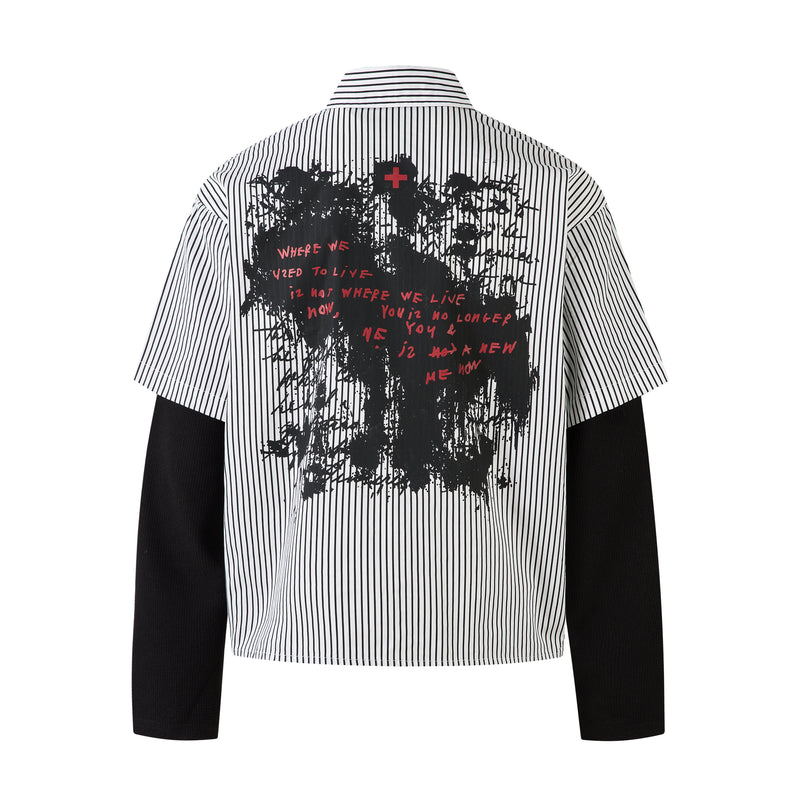 Ink-Splash Layered Stripe Shirt | Streetwear Graffiti Graphic