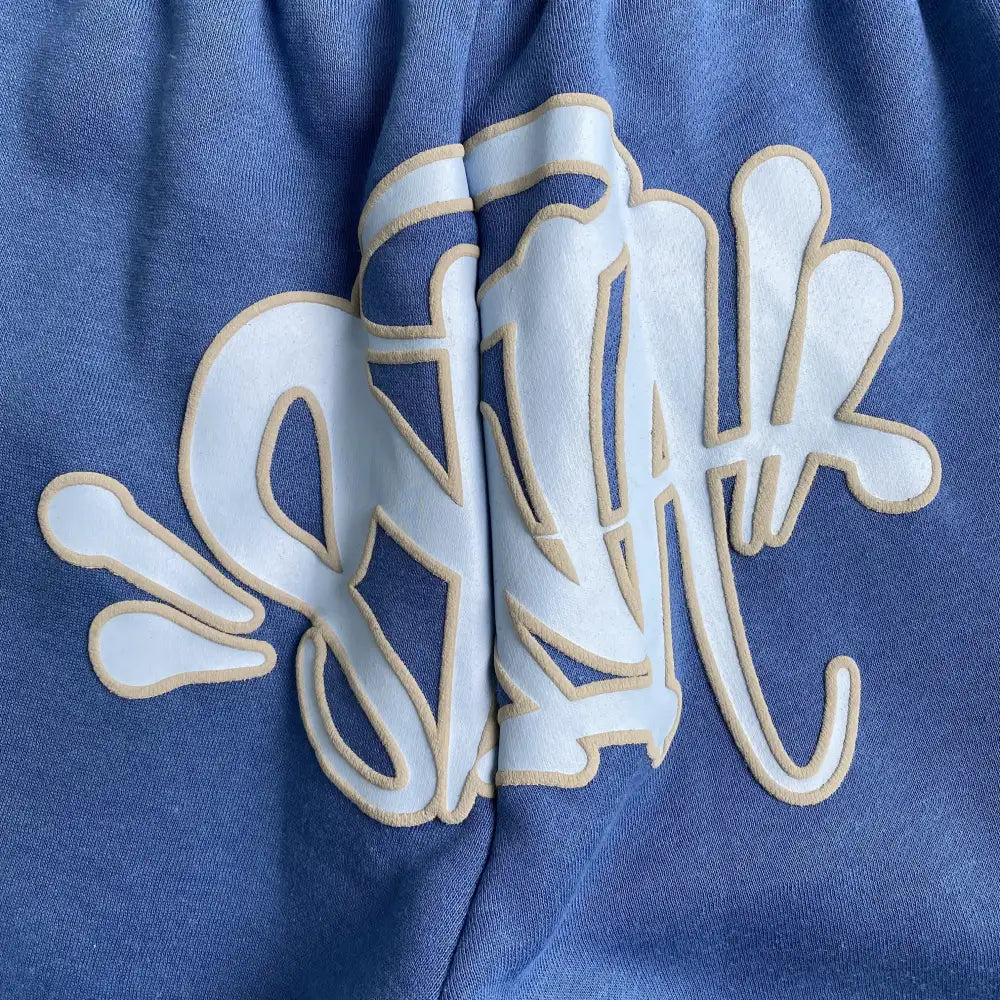 Syna World Blue Letter Print Drawstring Jogger Pants
