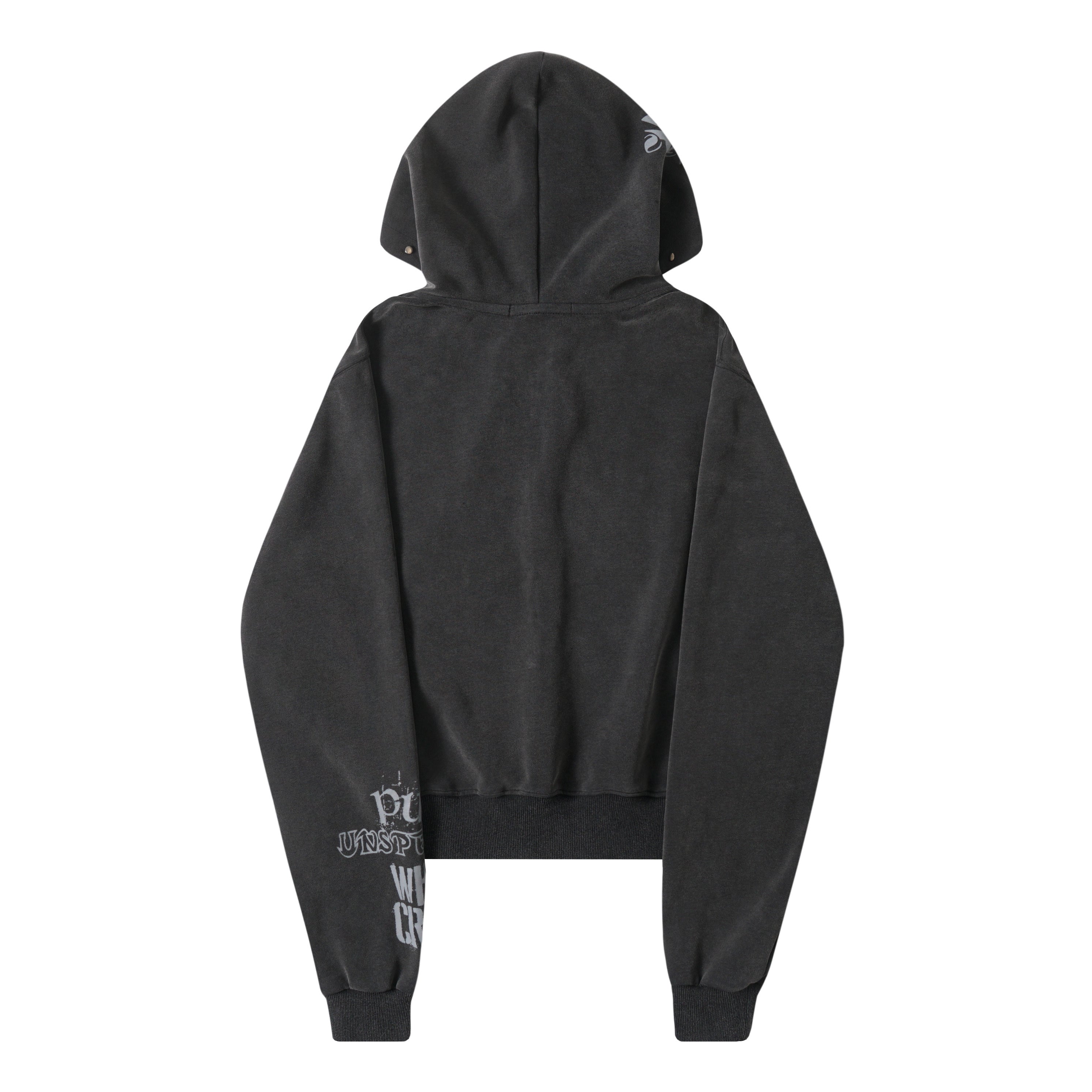 Omirad Punk Washed Zip Hoodie | Grunge Streetwear Cropped