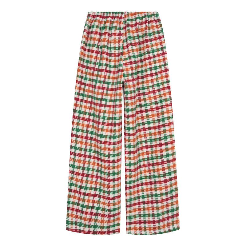 Vintage Plaid Wide-Leg Pants | Retro Multi-Color Check
