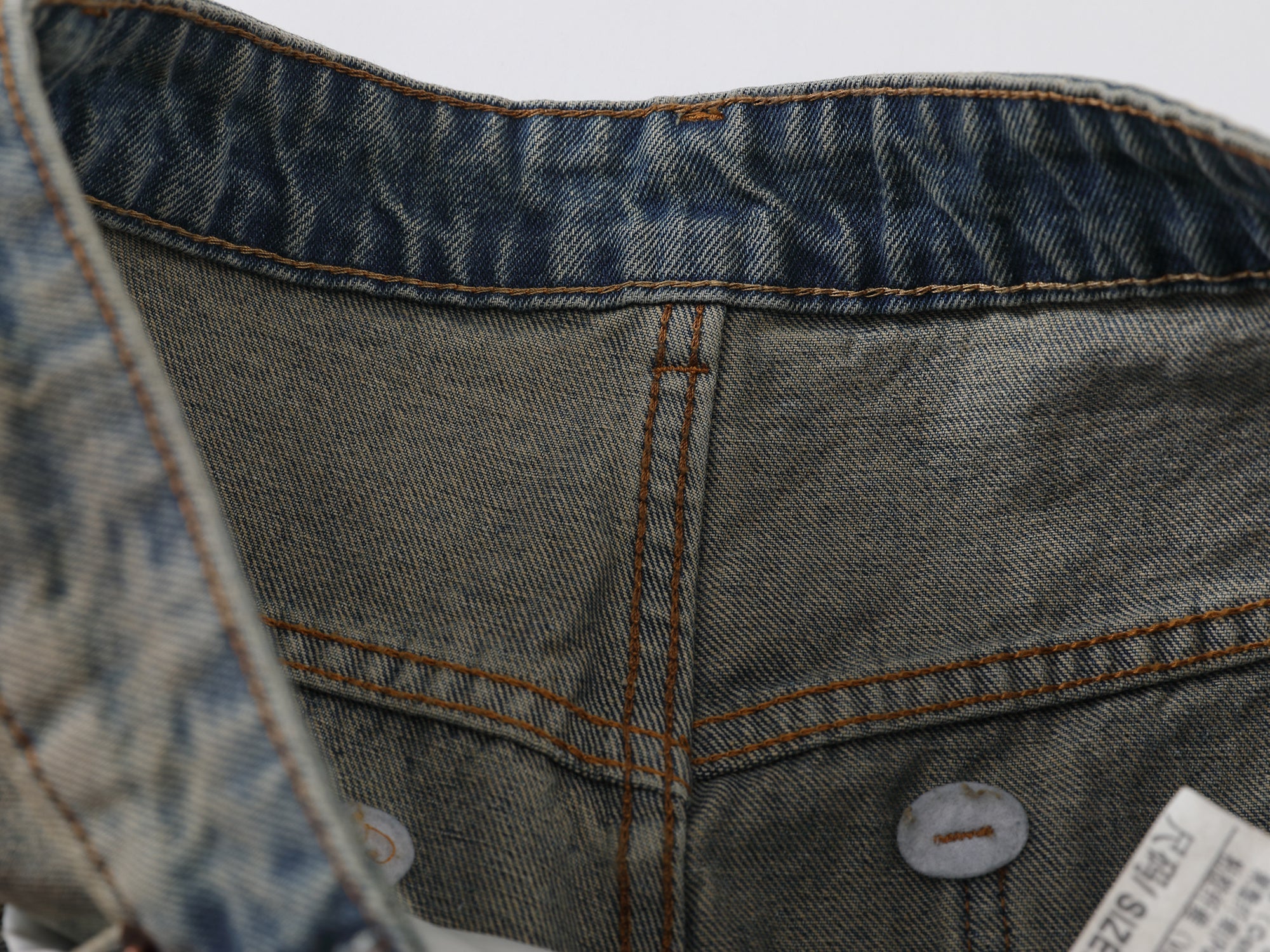 Omirad Distressed Curved Wide-Leg Jeans | Vintage Wash Denim