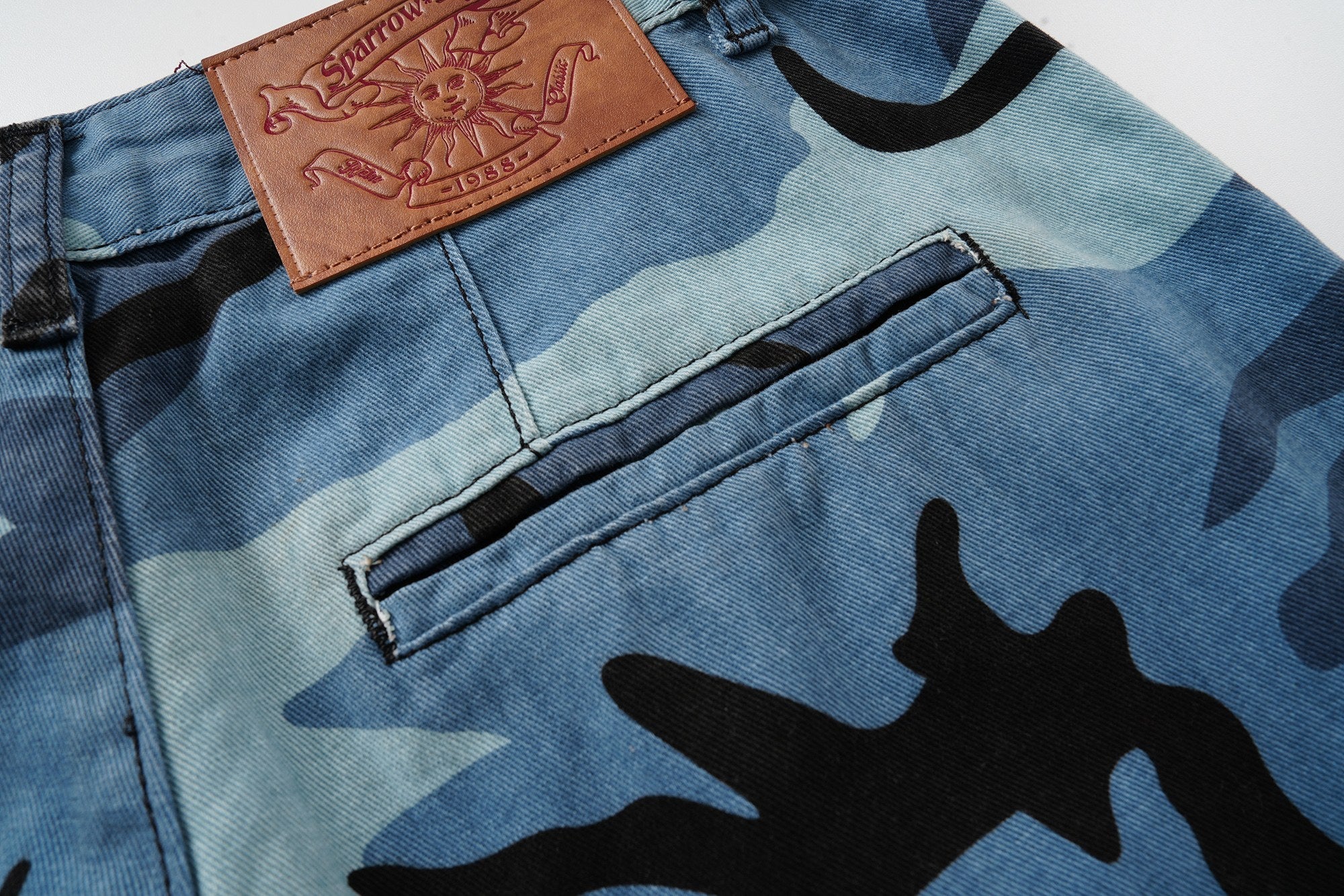 Omirad Blue Camo Cargo Shorts | Oversized Y2K Streetwear