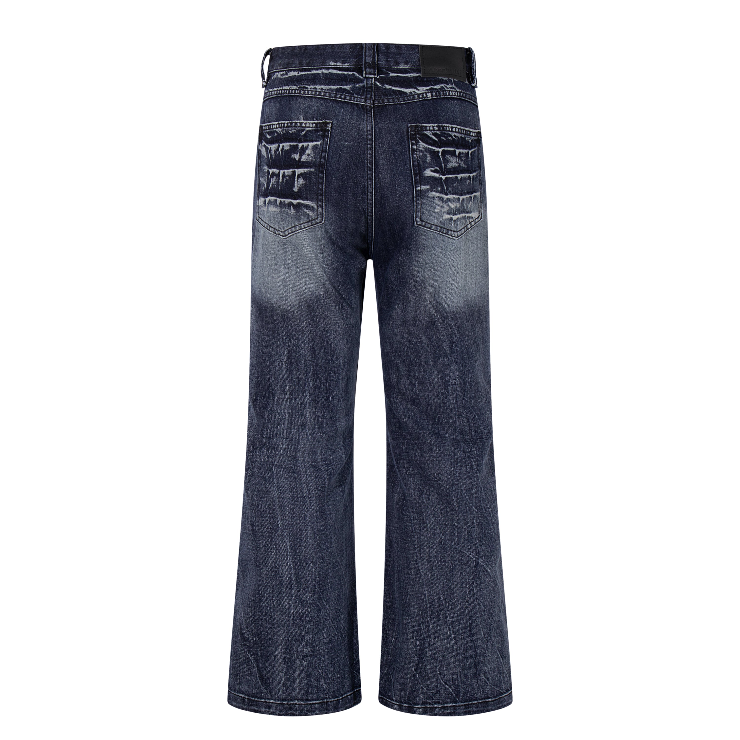 Omirad Cracked-Wash Wide-Leg Jeans | Deep Indigo Denim