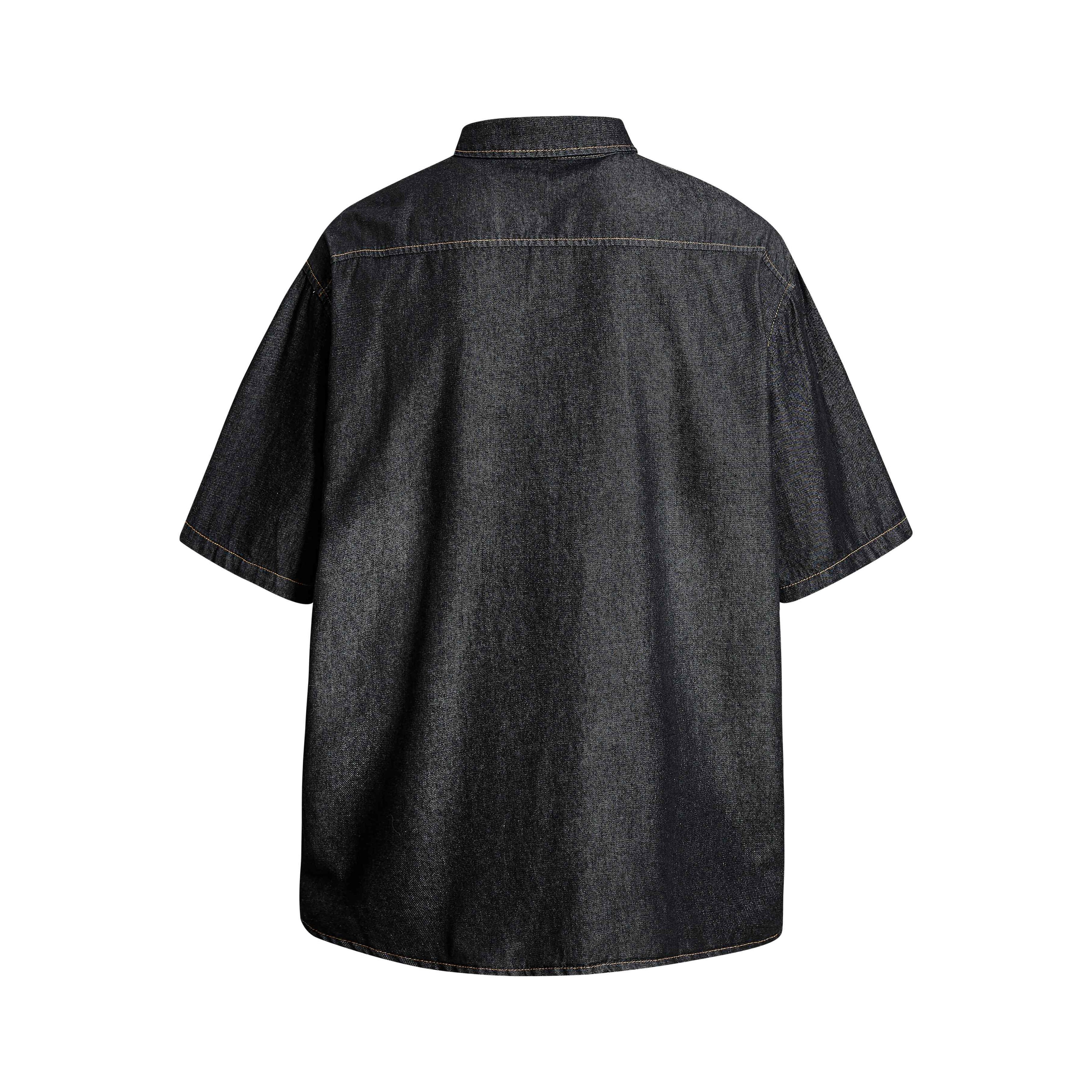 Mafaero Rhinestone Cross Denim Shirt | Streetwear Button-Up