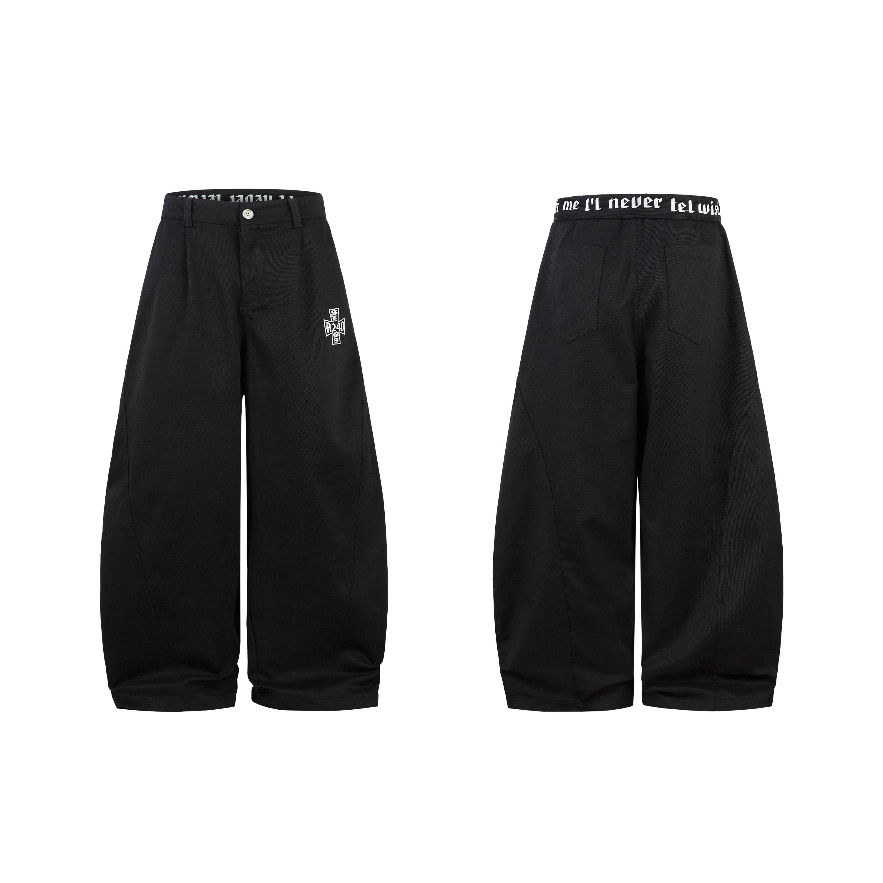 Omirad Curved Barrel-Leg Pants | Gothic Streetwear Trousers