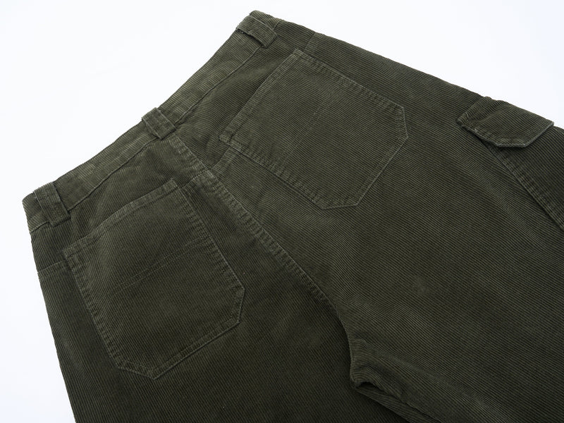 Corduroy Utility Wide-Leg Cargo Pants | SEAKOFF