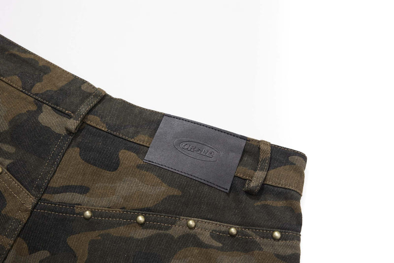 Omirad Camouflage Barrel-Leg Jeans | Wide Leg Camo Denim