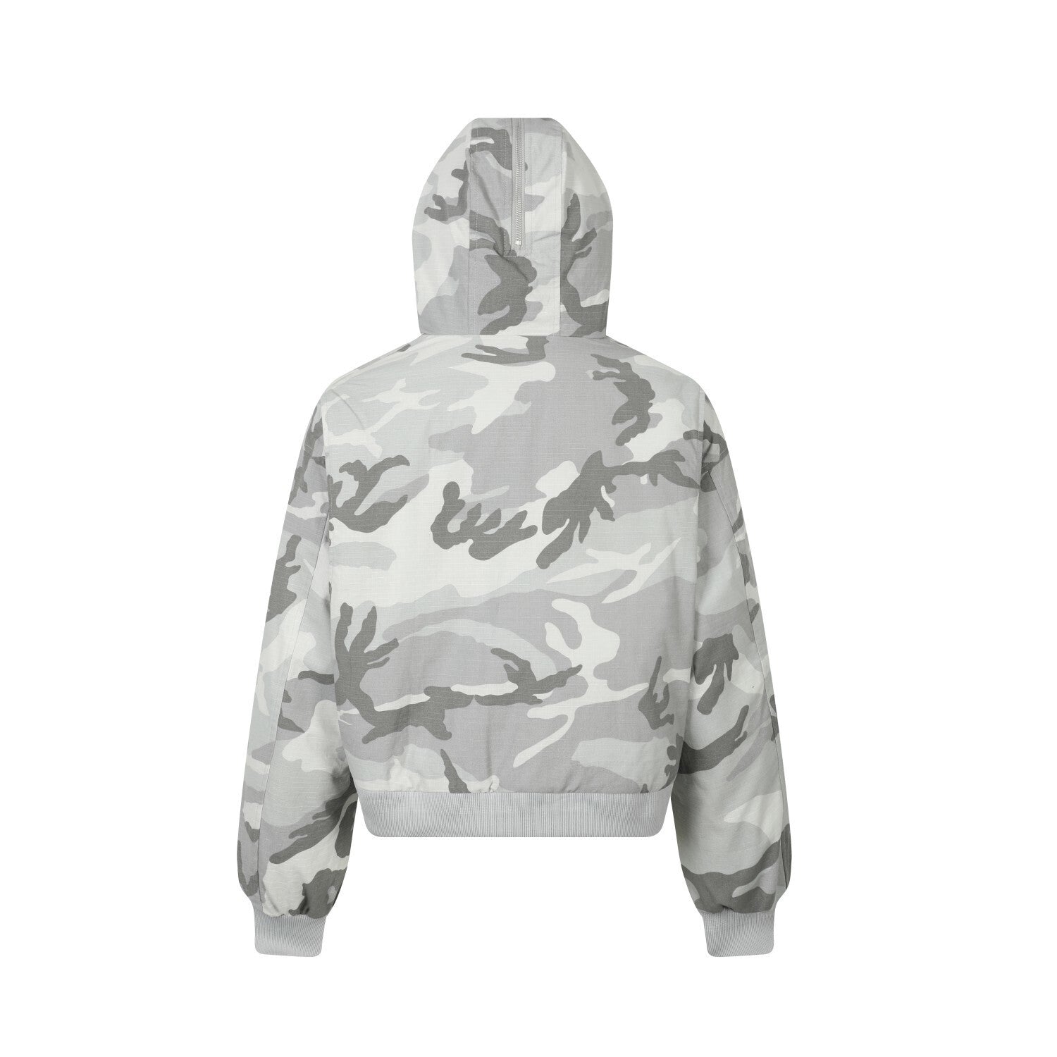 Camo Faux Fur Hood Cropped Bomber Jacket | Omirad