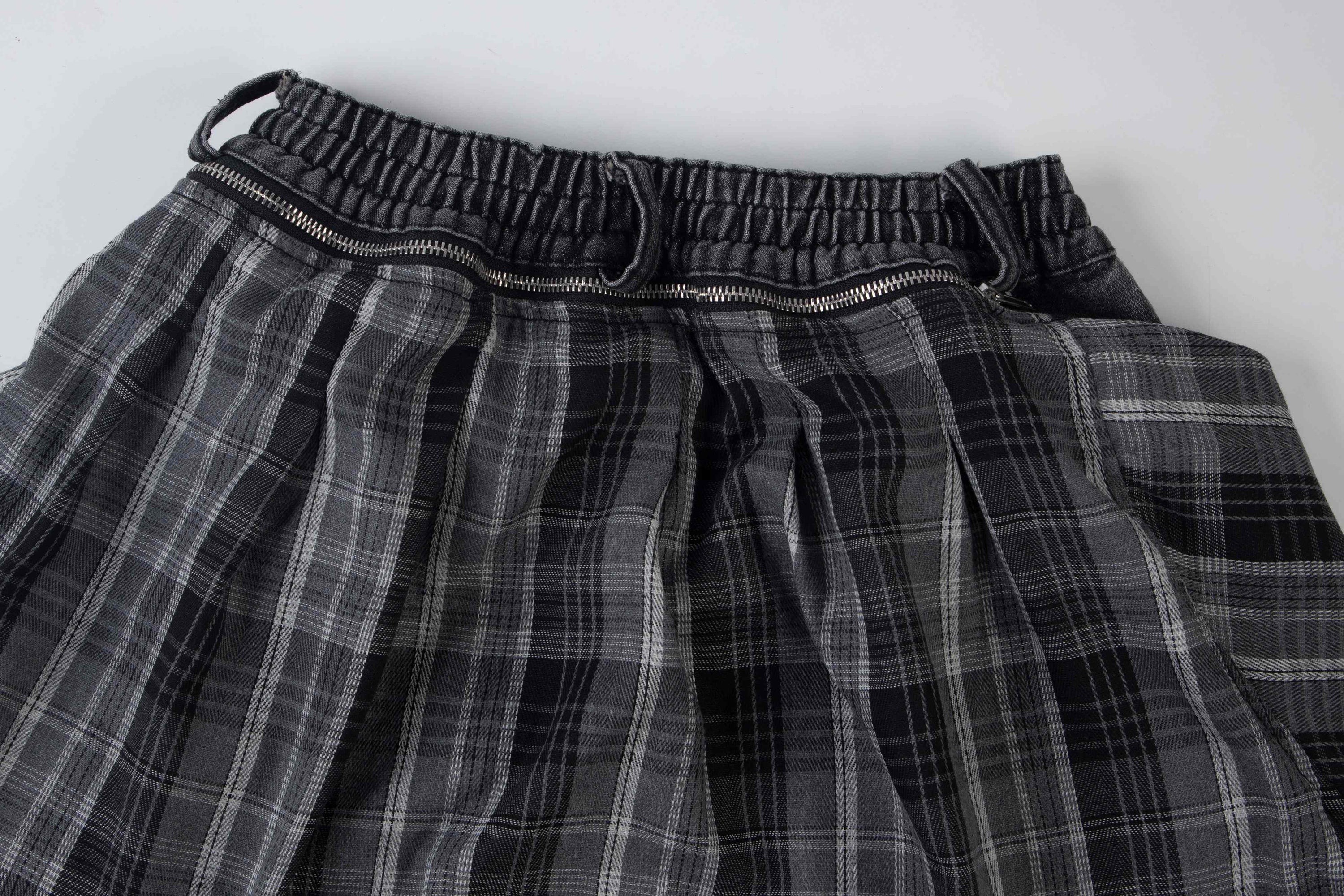 Omirad Layered Plaid Baggy Jeans | Y2K Wide-Leg Denim