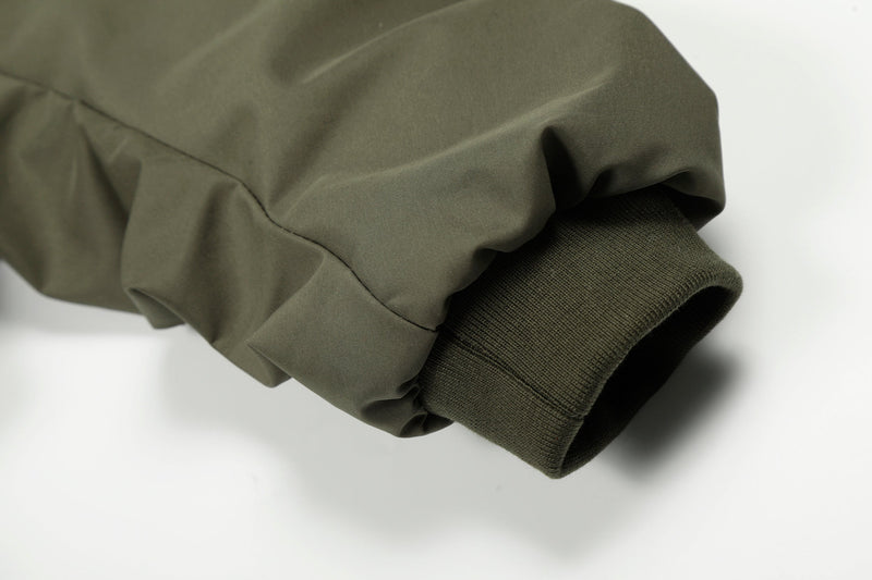 Detachable Faux Fur Scarf Bomber Jacket | Olive & Black