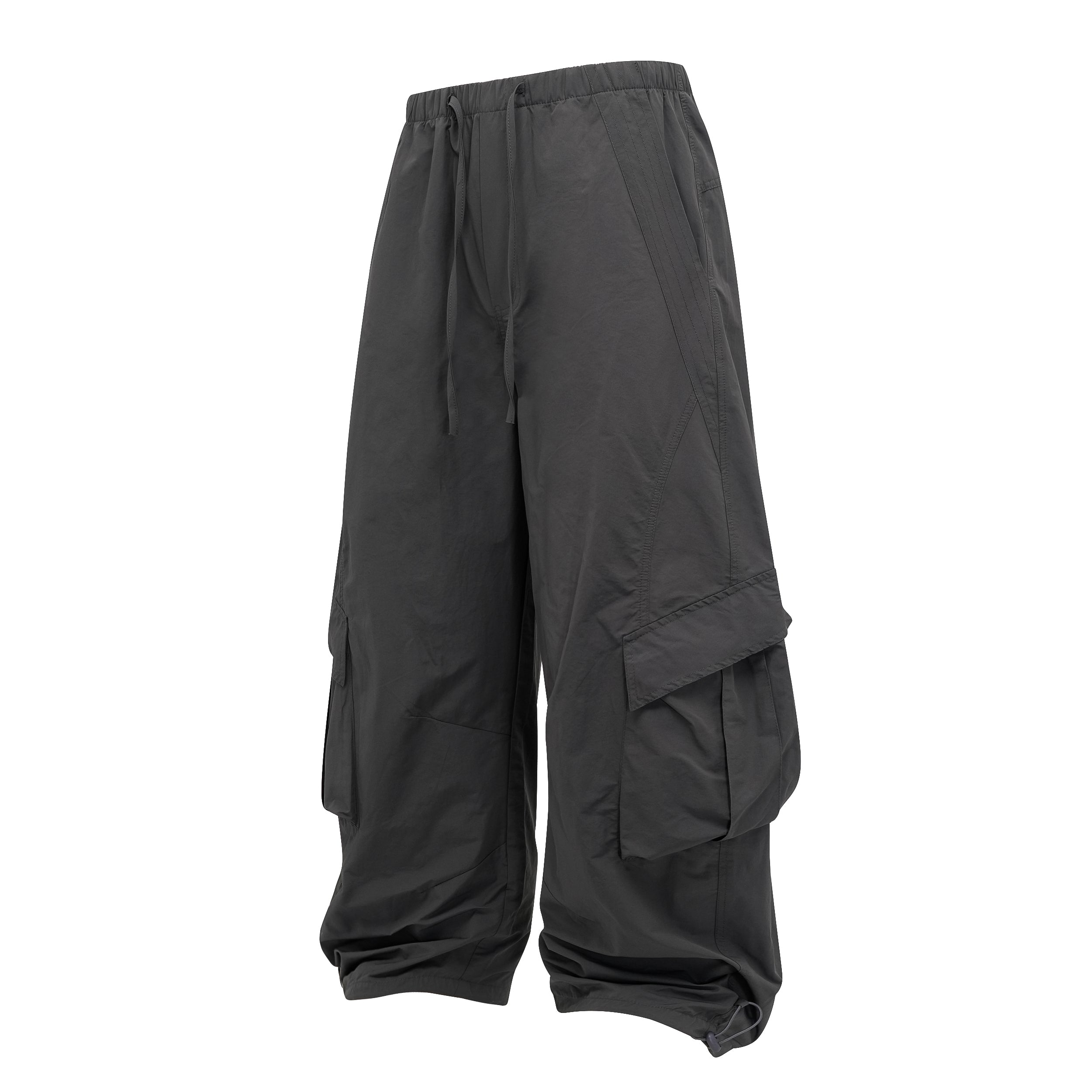 Wide-Leg Utility Cargo Pants | Drawstring Waist & Toggle Hem