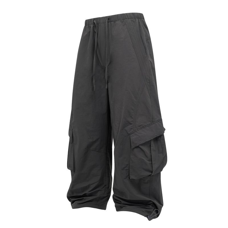Wide-Leg Utility Cargo Pants | Drawstring Waist & Toggle Hem