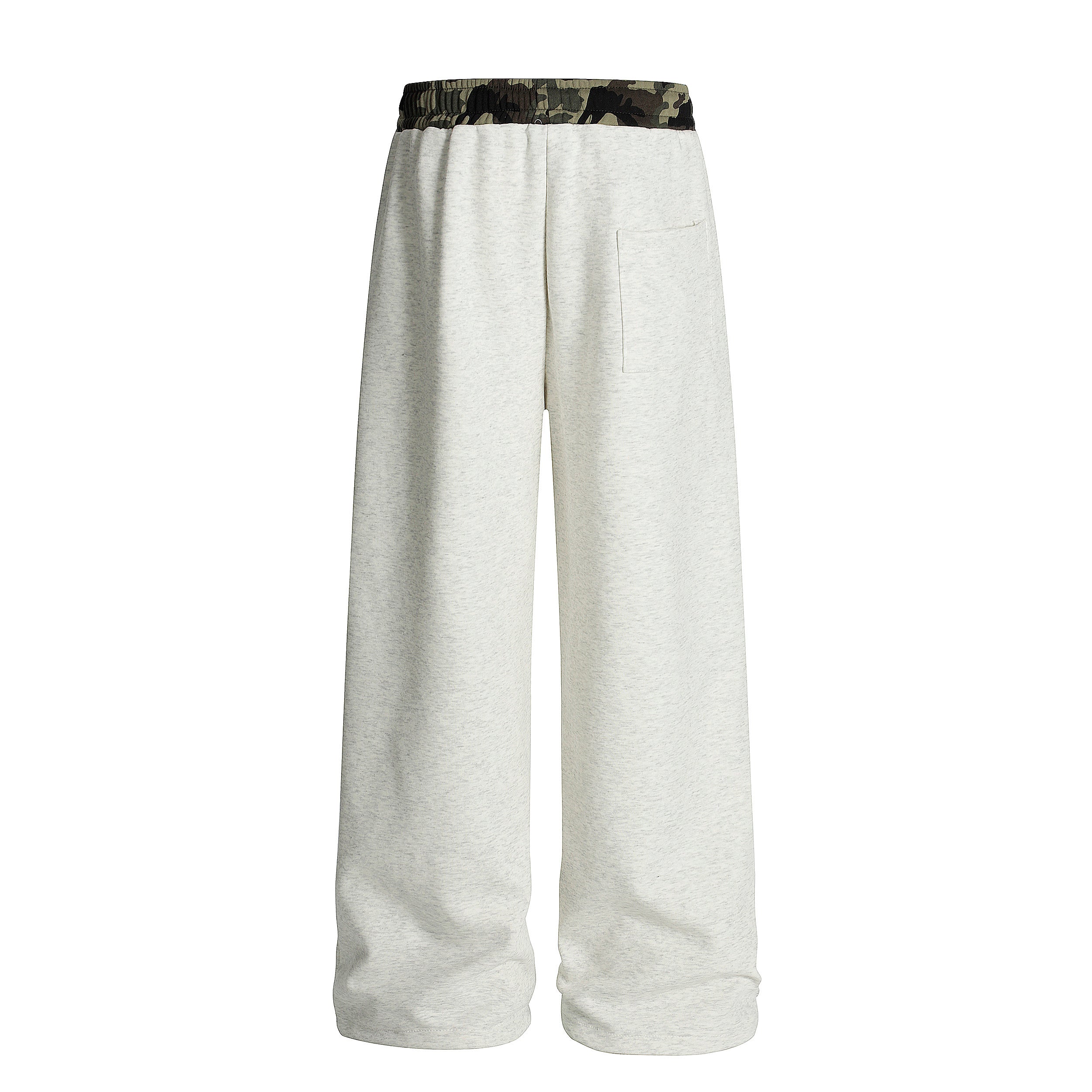 Camo Waist All-Over Text Graphic Wide-Leg Sweatpants