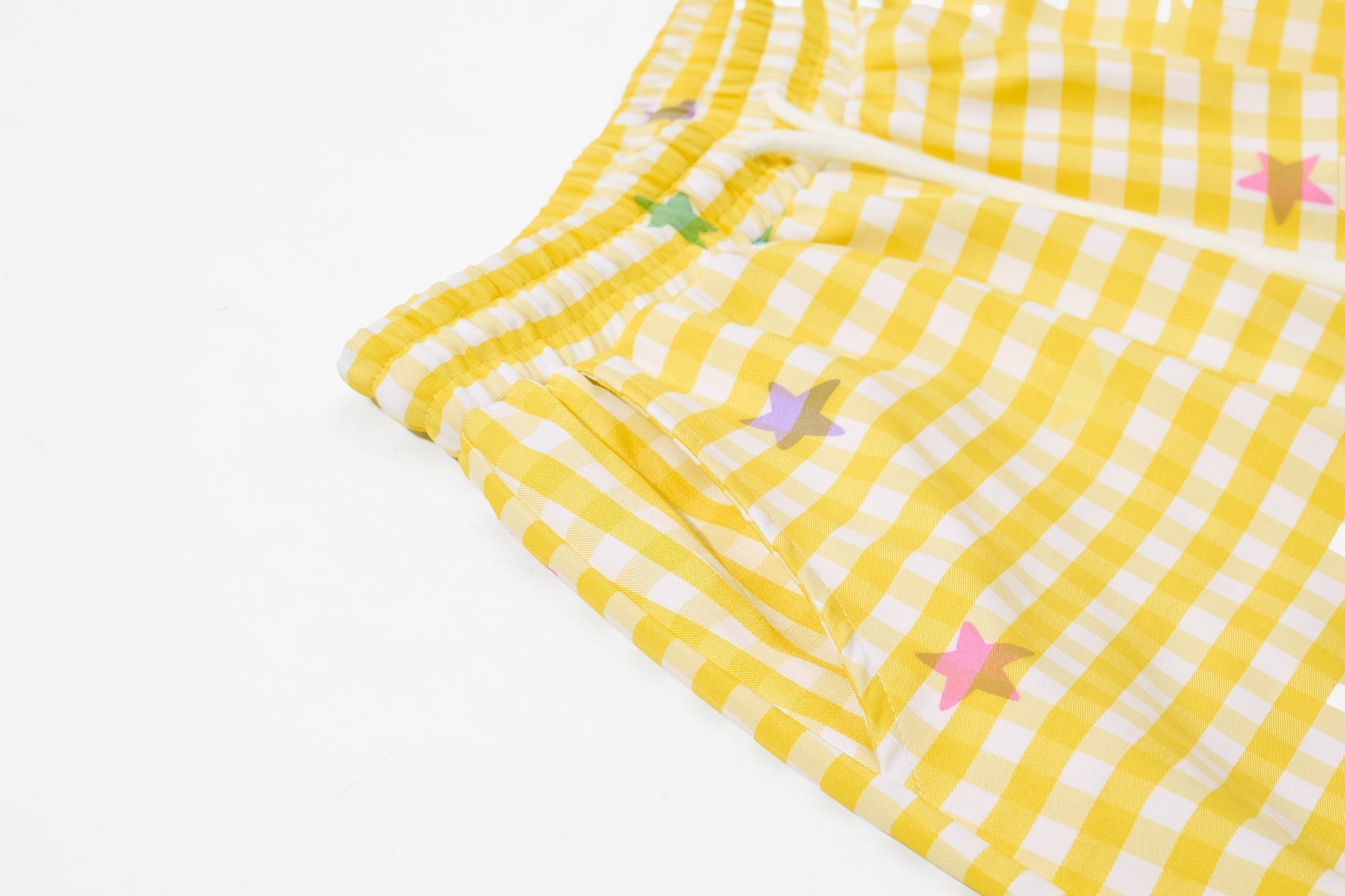 Pastel Gingham Balloon Pants | Y2K Wide-Leg Star Print