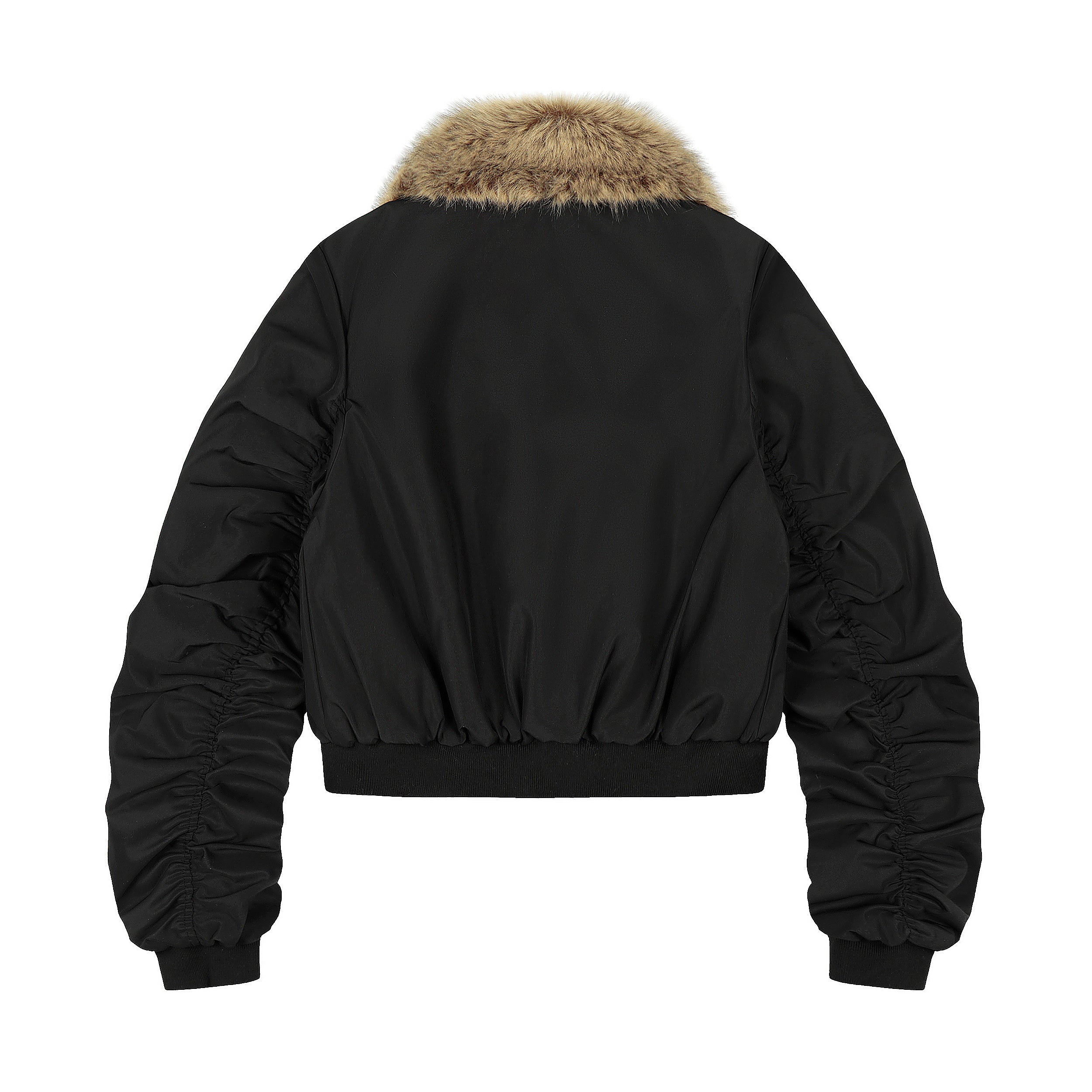 Detachable Faux Fur Scarf Bomber Jacket | Olive & Black