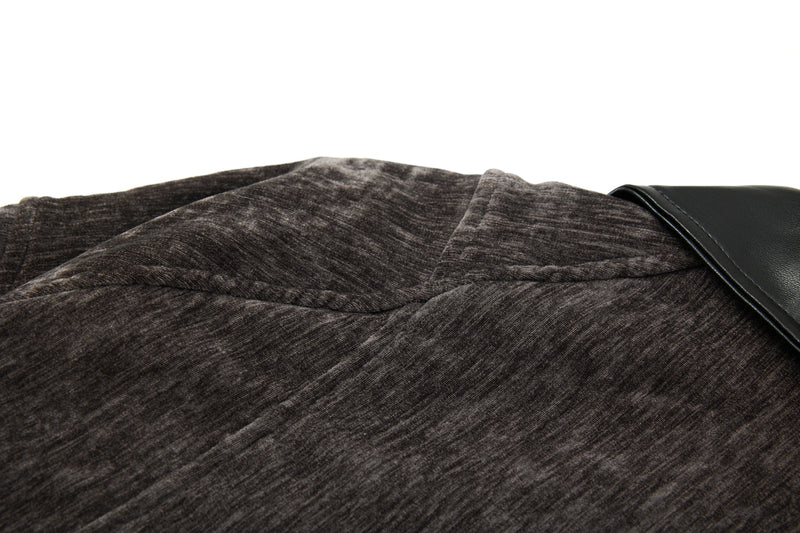 Omirad Chenille Bomber Jacket with Faux-Leather Collar