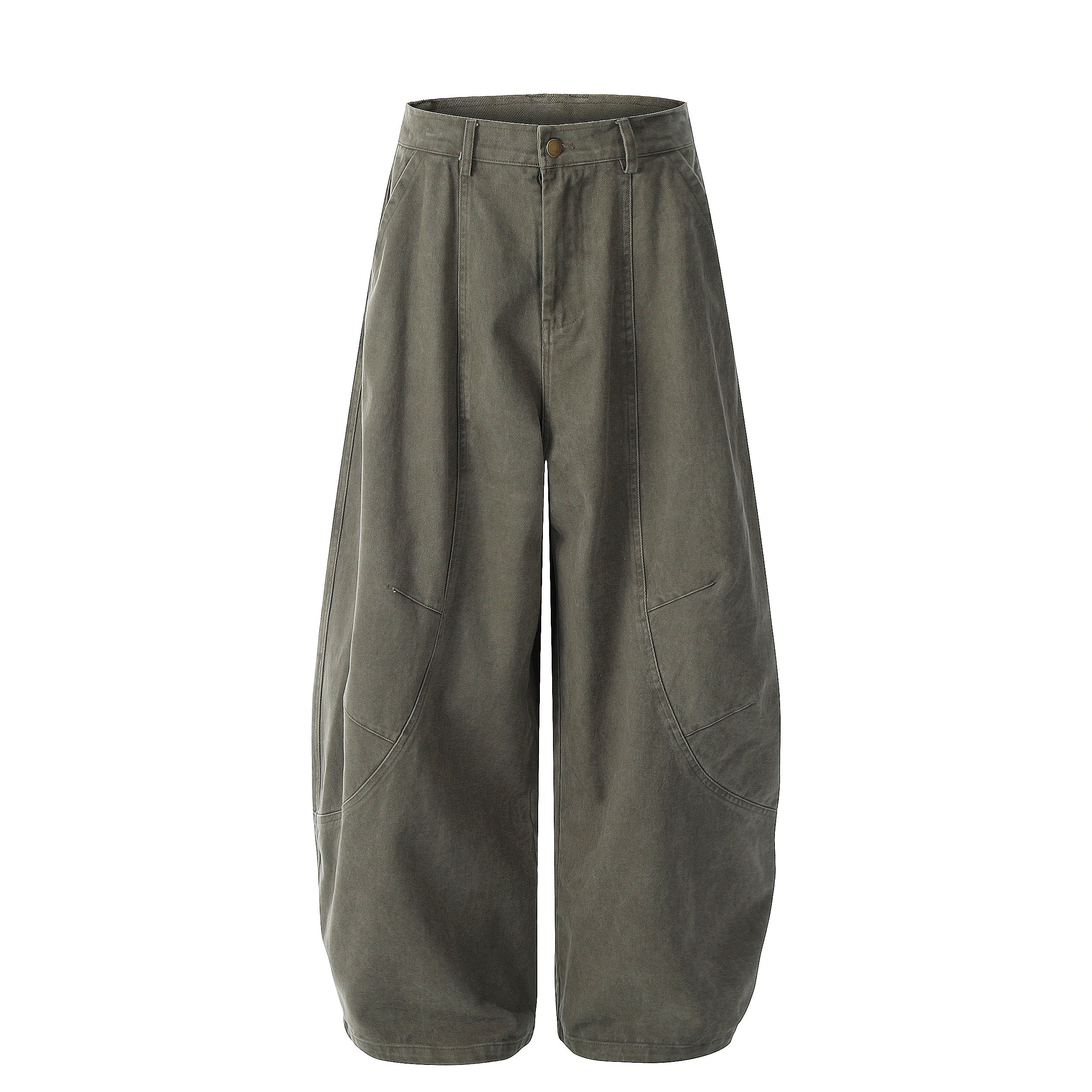 Vintage Arc-Pocket Balloon Pants | Wide-Leg Cotton Trousers