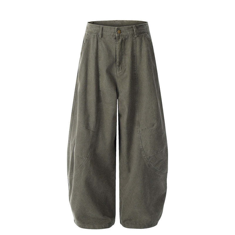 Vintage Arc-Pocket Balloon Pants | Wide-Leg Cotton Trousers