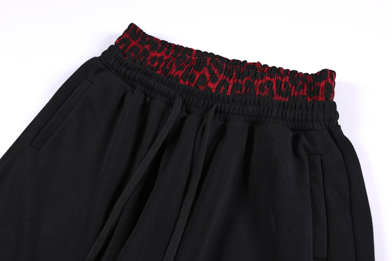 Omirad Leopard Panel Sweatpants | Wide-Leg Streetwear
