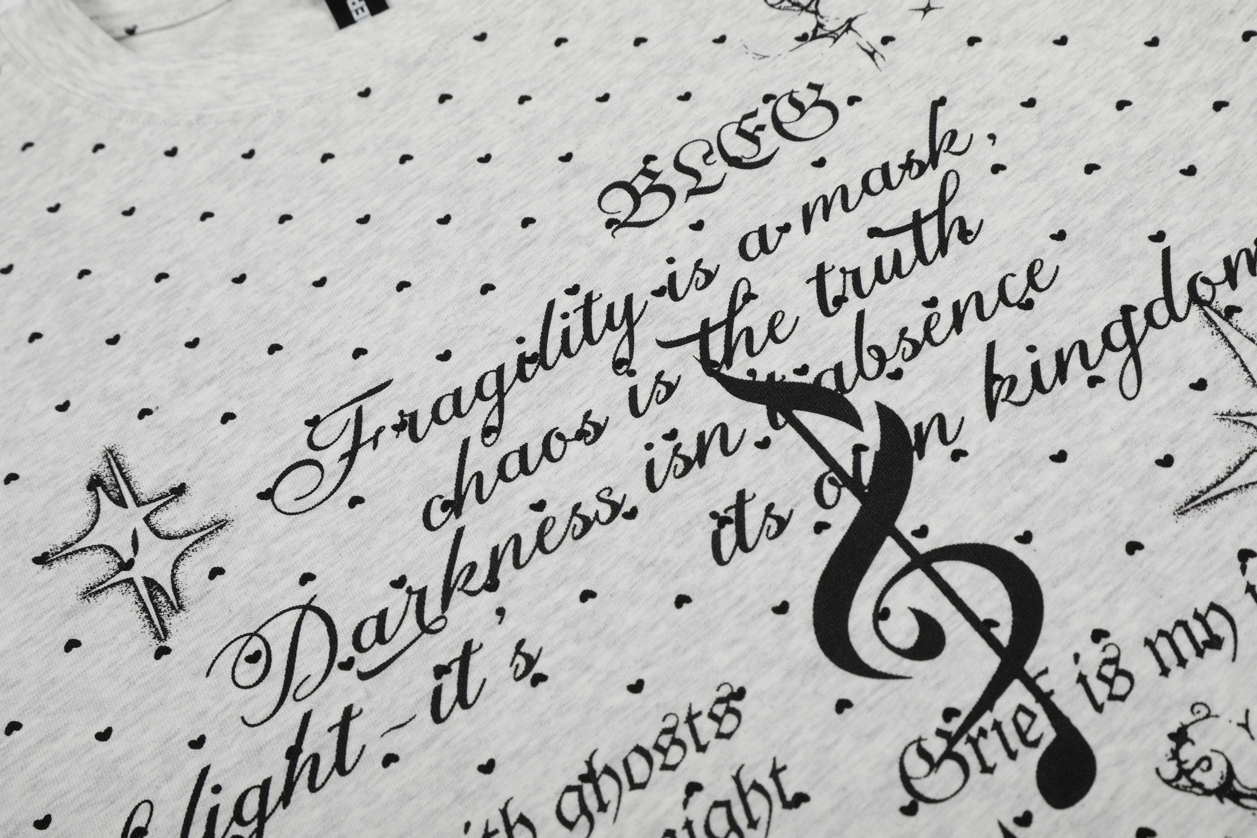 Allover Micro-Print Script Graphic Tee | Relaxed Streetwear
