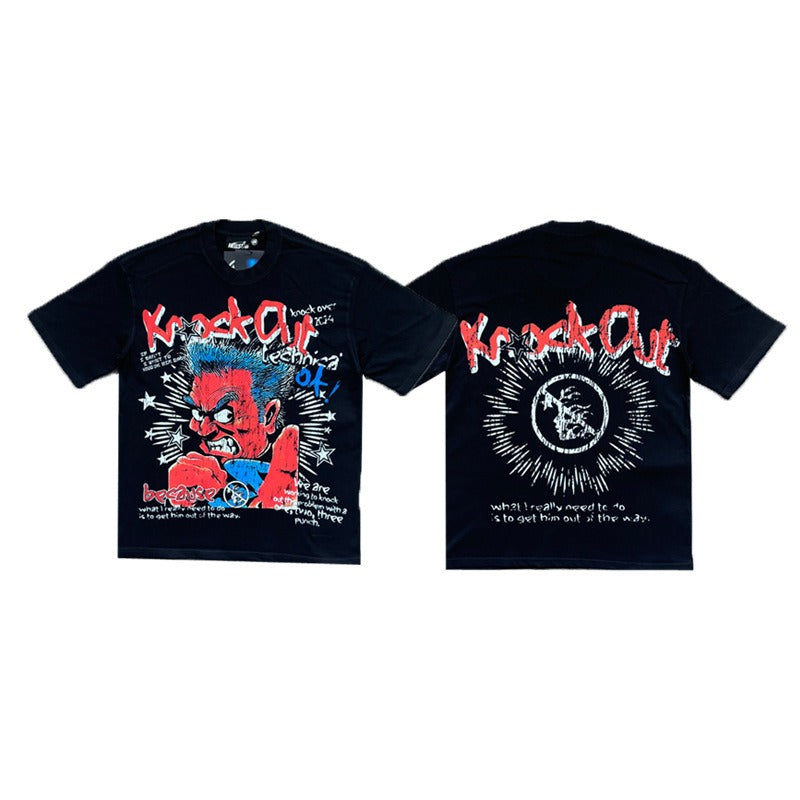 เสื้อยืดสไตล์การ์ตูน-ผ้าฝ้าย 250GSM, Cartoon Graphic Streetwear Tee