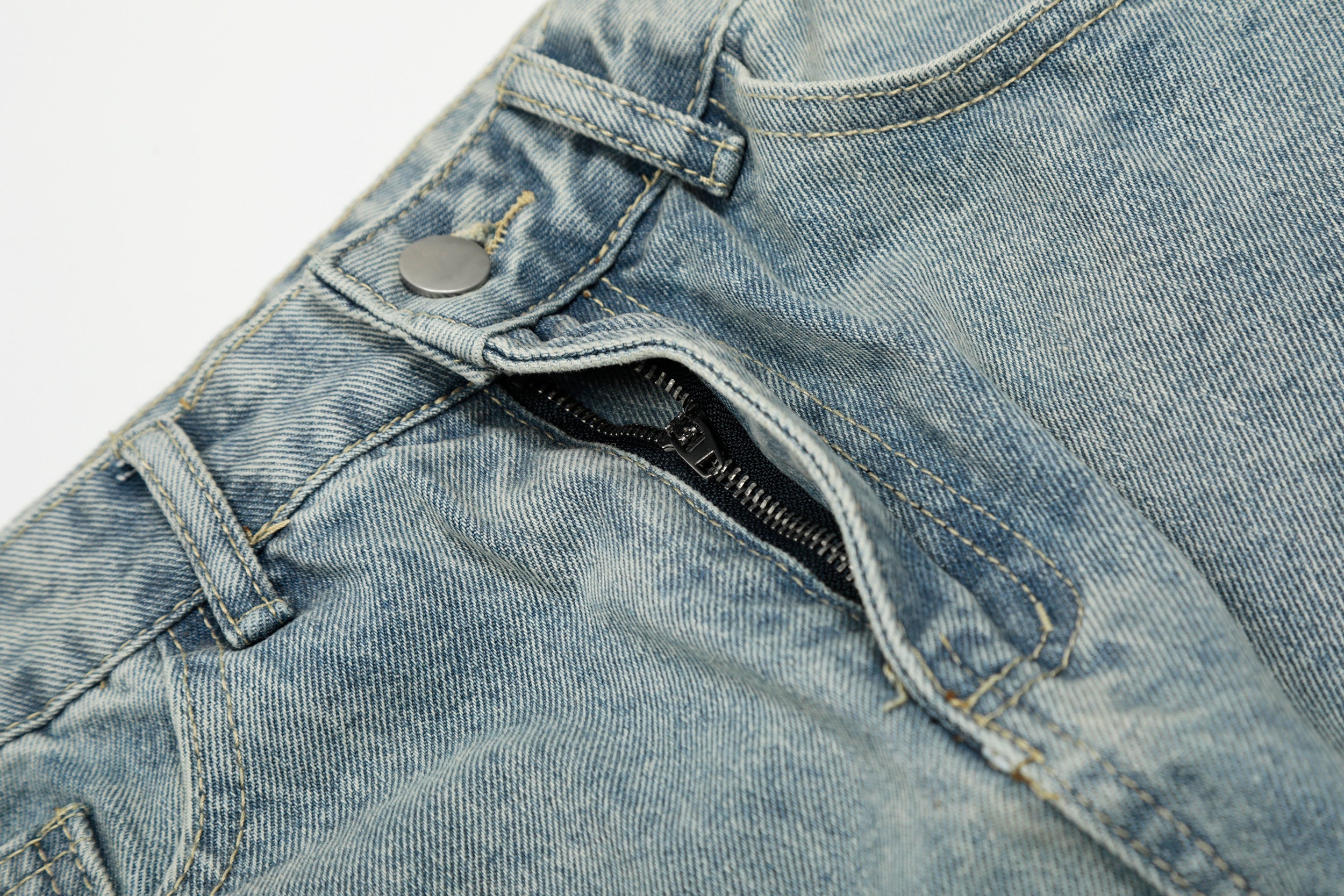 Multi-Layer Cargo Denim Pants | Wide-Leg Streetwear Jeans