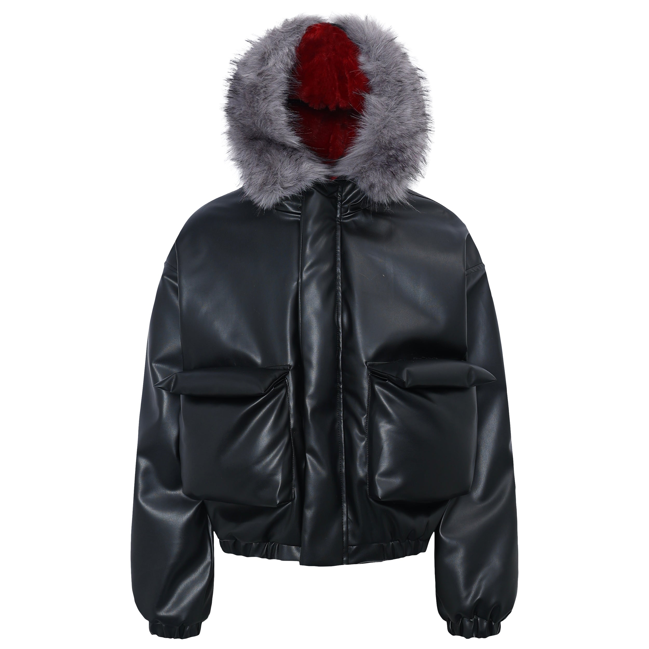 Faux Fur Hood PU Puffer Jacket | High-Gloss Street-Luxury