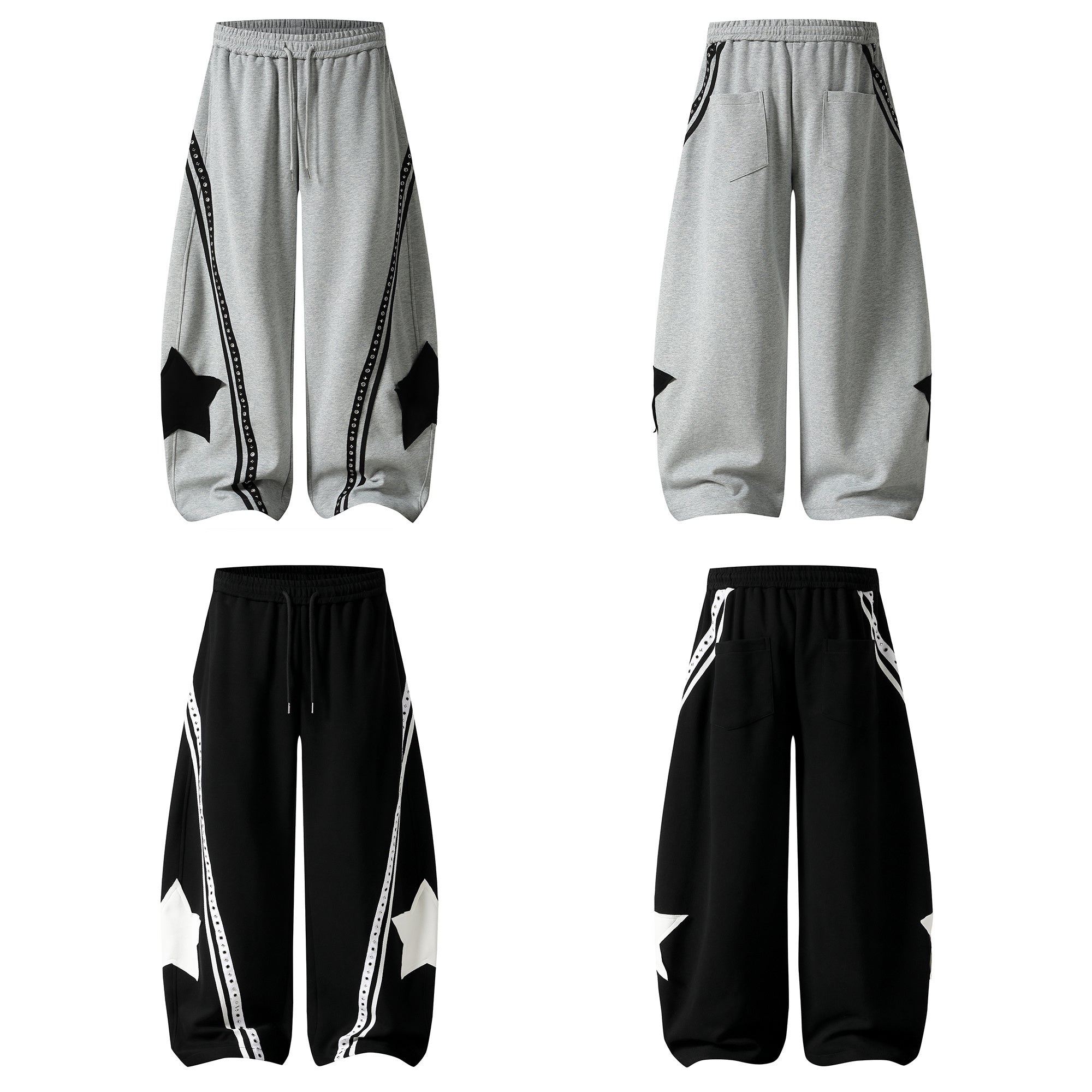 Omirad Star Panel Wide-Leg Track Pants | Streetwear Sweatpants