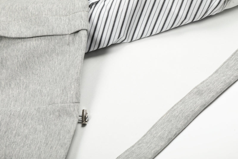 Double-Breasted Layered Stripe Jacket | Cotton Streetwear