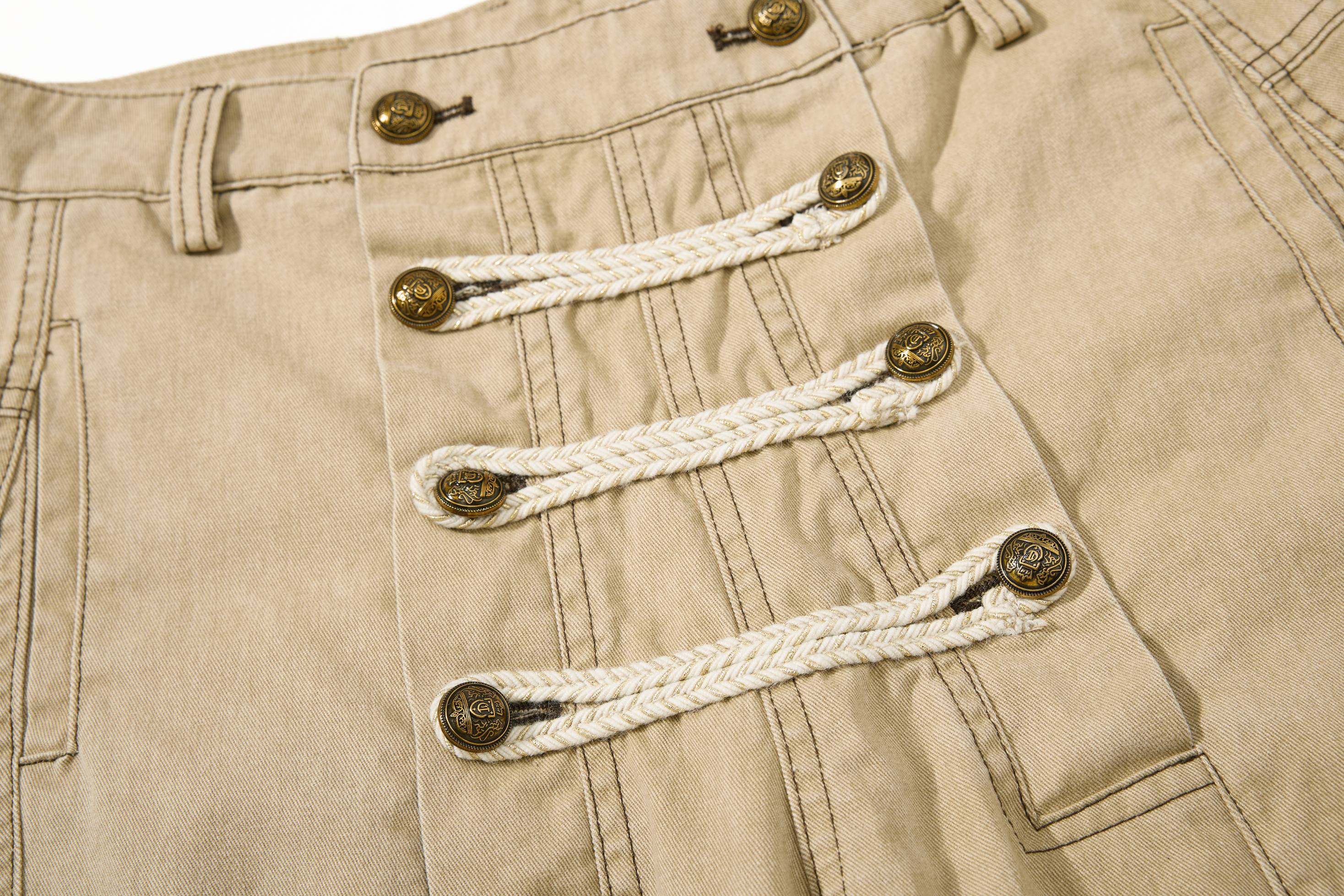 Military Rope Wide-Leg Pants | 100% Cotton Streetwear