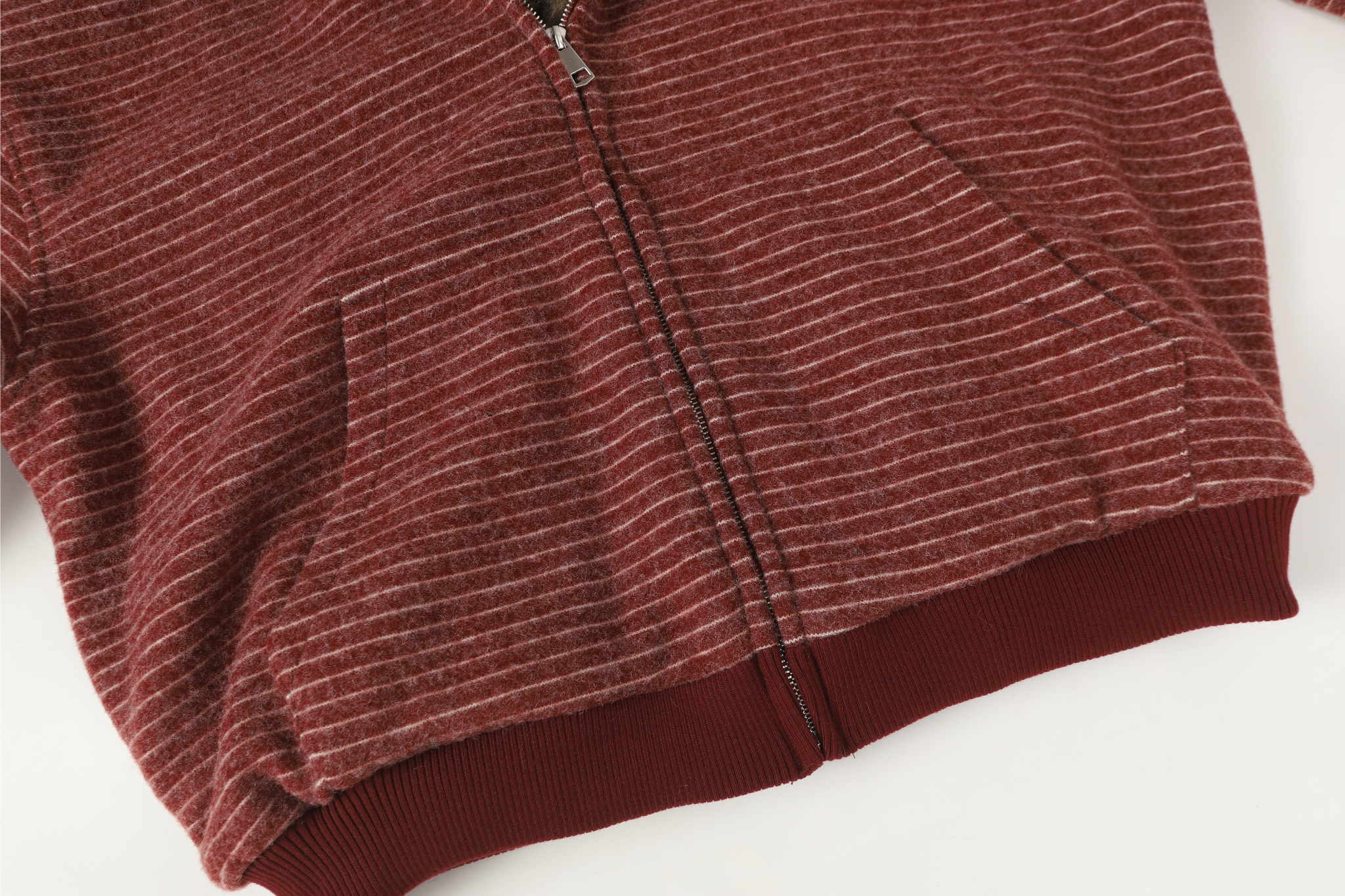 Striped Faux Fur-Lined Zip-Up Hooded Jacket | Omirad