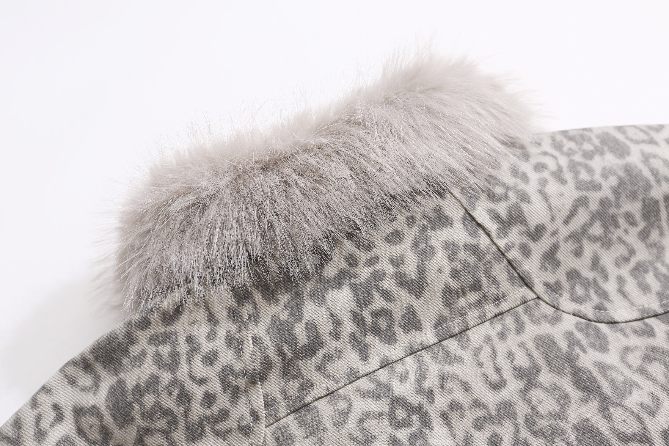 Leopard Print Faux Fur Collar Bomber Jacket | SEAKOFF