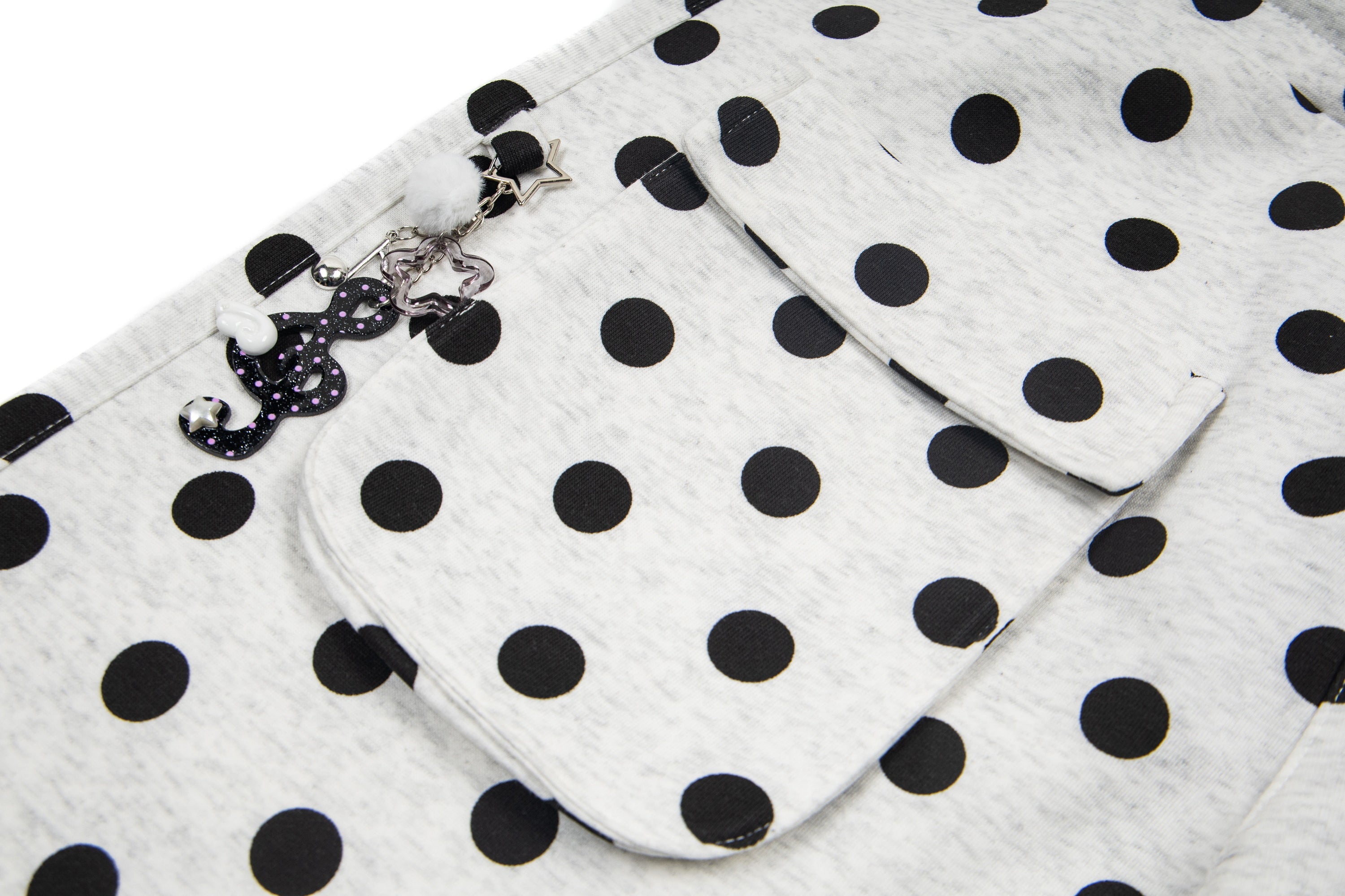 Battle Kid Polka Dot Wide-Leg Cargo Pants with Charms