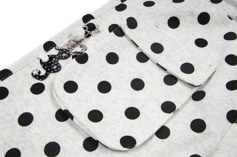 Battle Kid Polka Dot Wide-Leg Cargo Pants with Charms