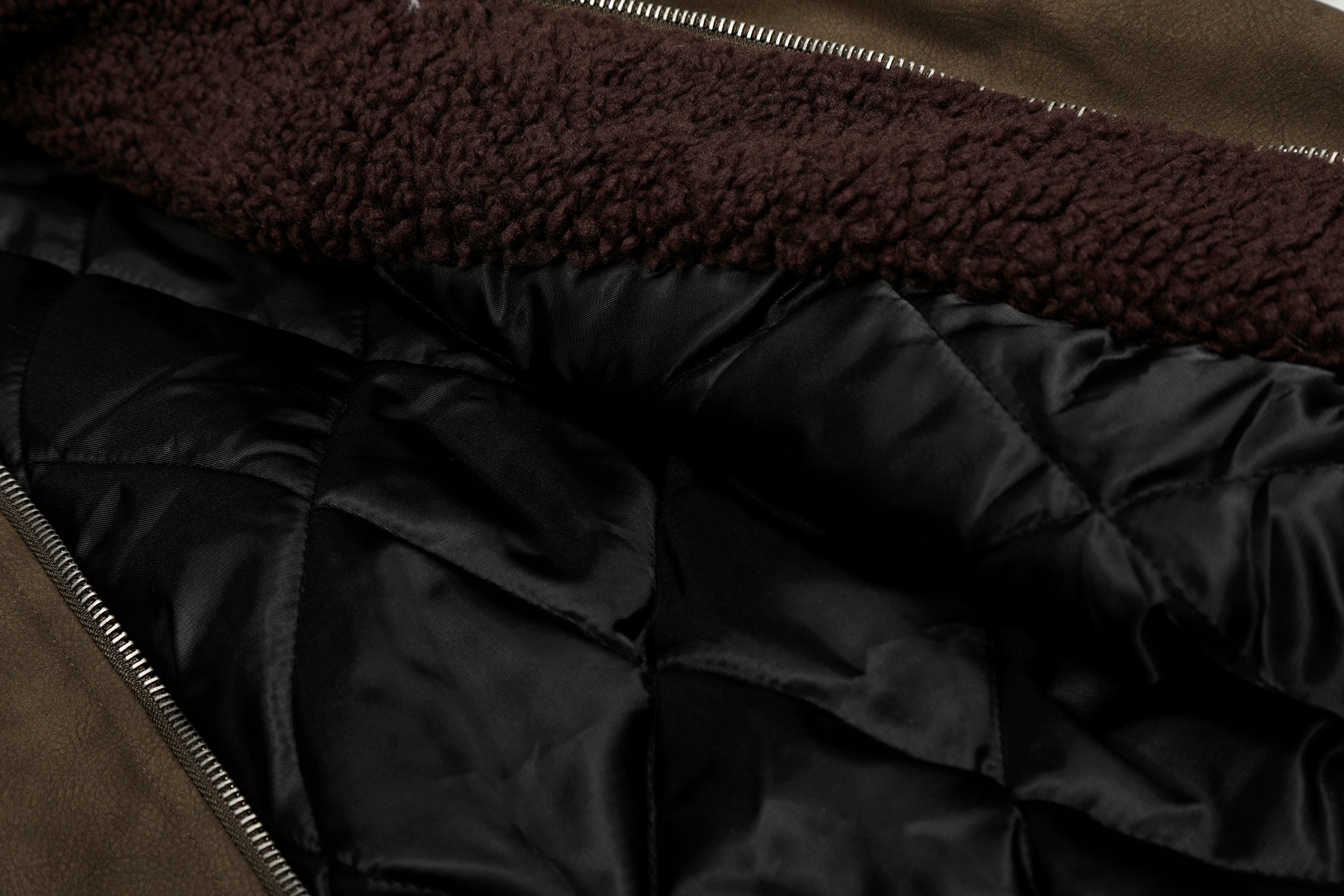Omirad Suede-Effect Bomber Jacket | Faux Fur Collar