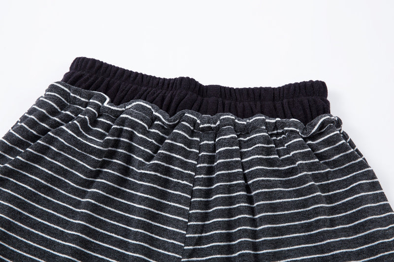 Striped Knit Barrel-Leg Lounge Pants with Drawstring Hem