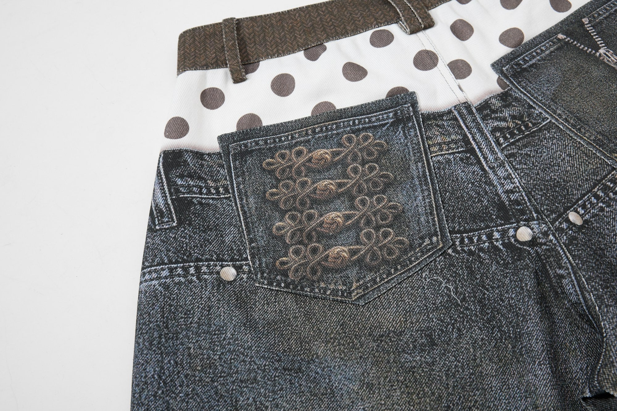 Layered Punk Denim Jorts | Wide-Leg Y2K Streetwear Shorts