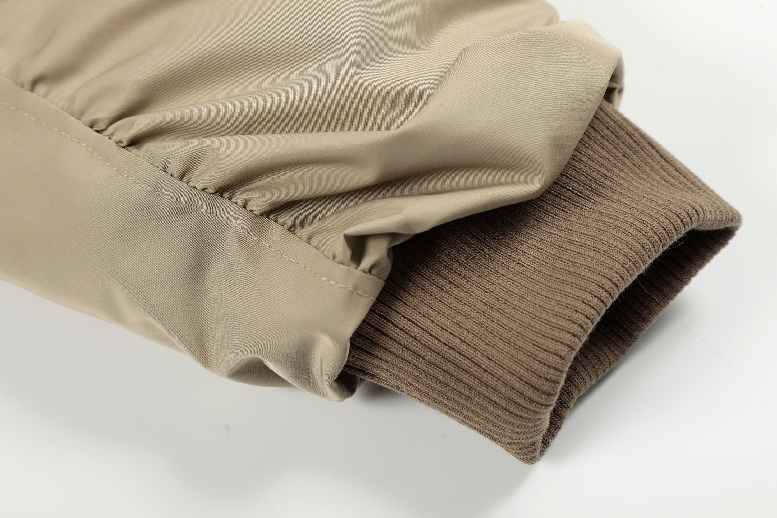 Faux Fur Hooded Nylon Bomber Jacket | Ruched Sleeve