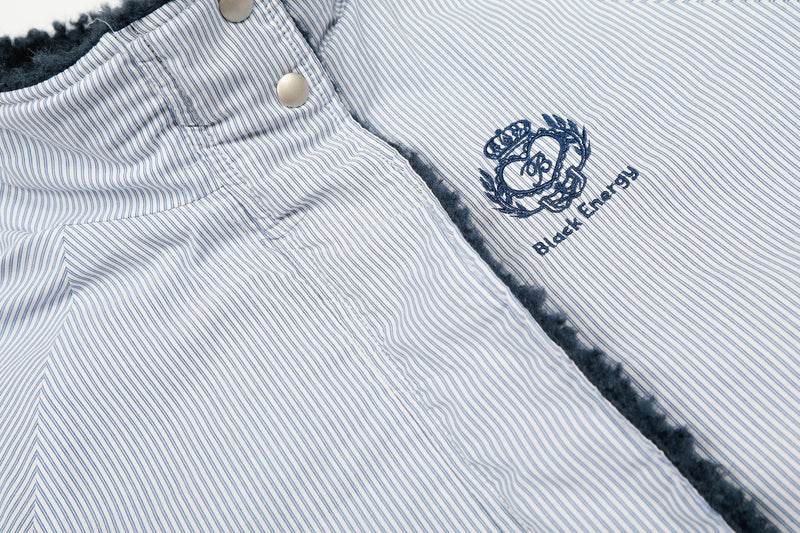 Reversible Sherpa & Striped Corduroy Jacket | Cropped Fit