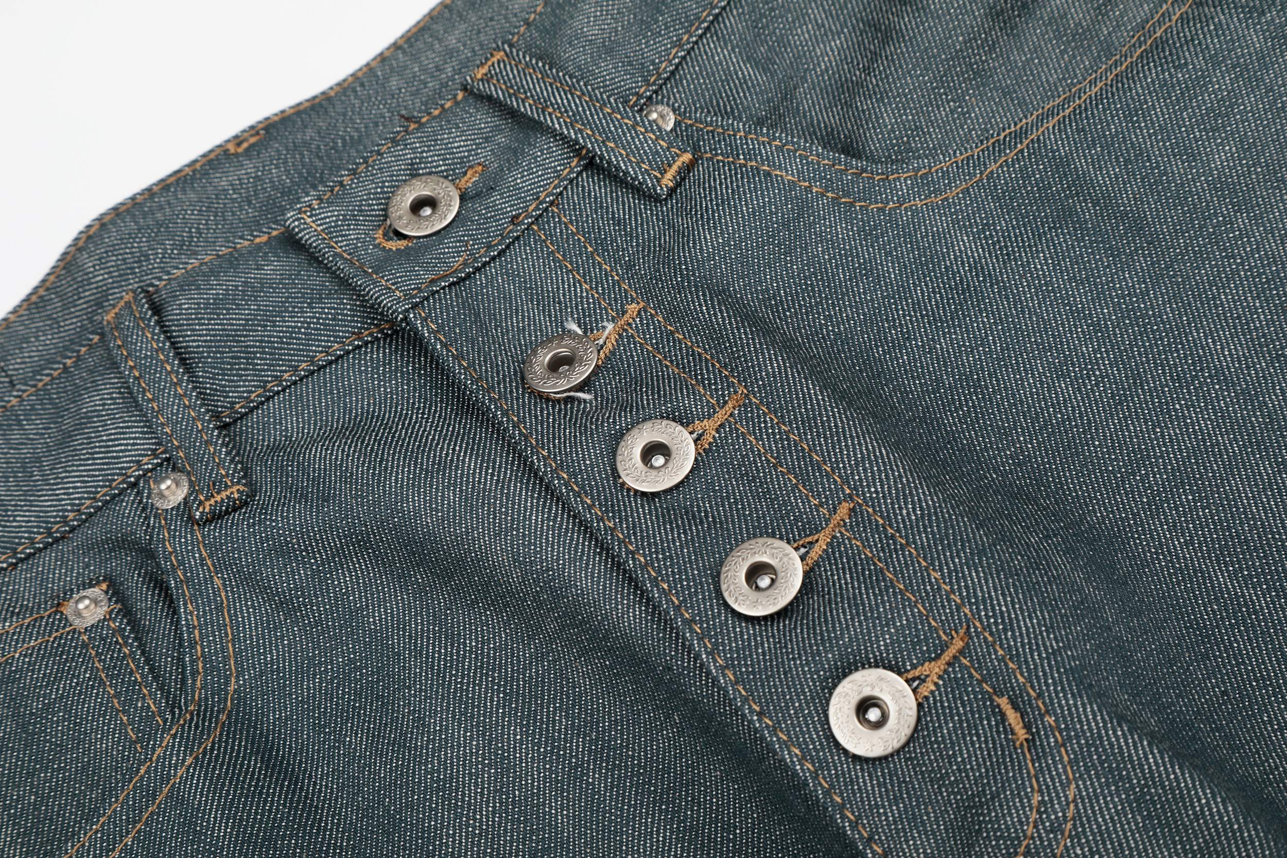 Wide Leg Button-Fly Jeans in Washed Grey Denim | Omirad