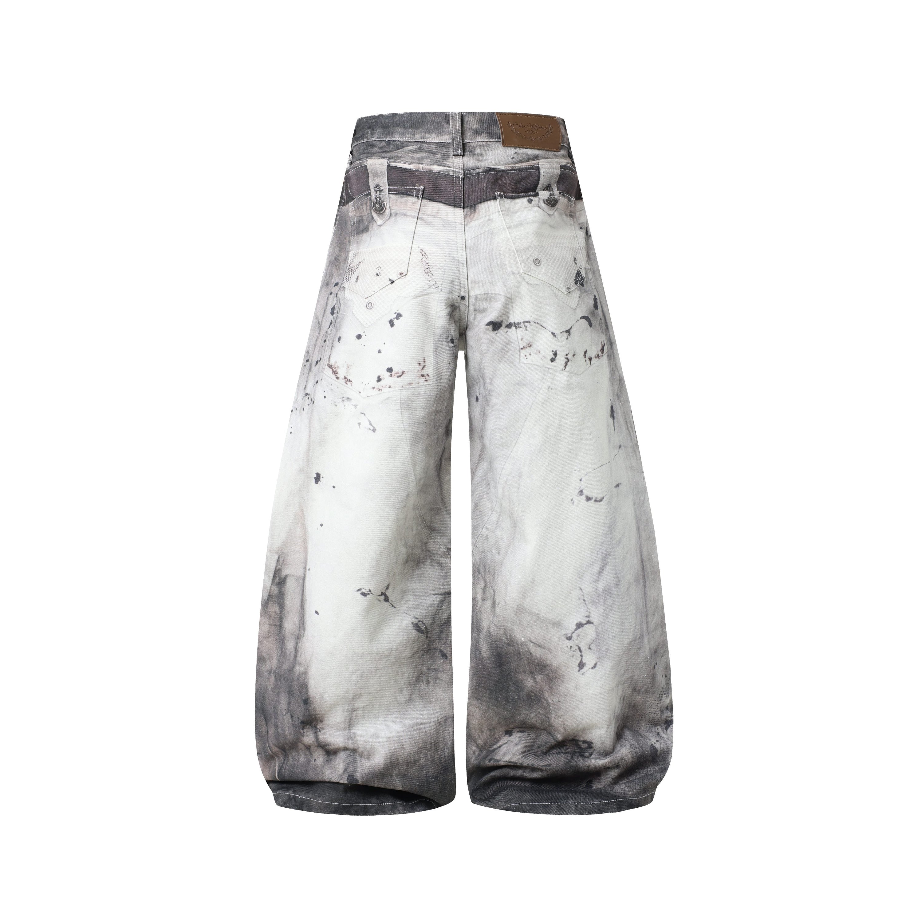 Omirad Abstract Wash Wide-Leg Jeans | Oversized Streetwear Denim