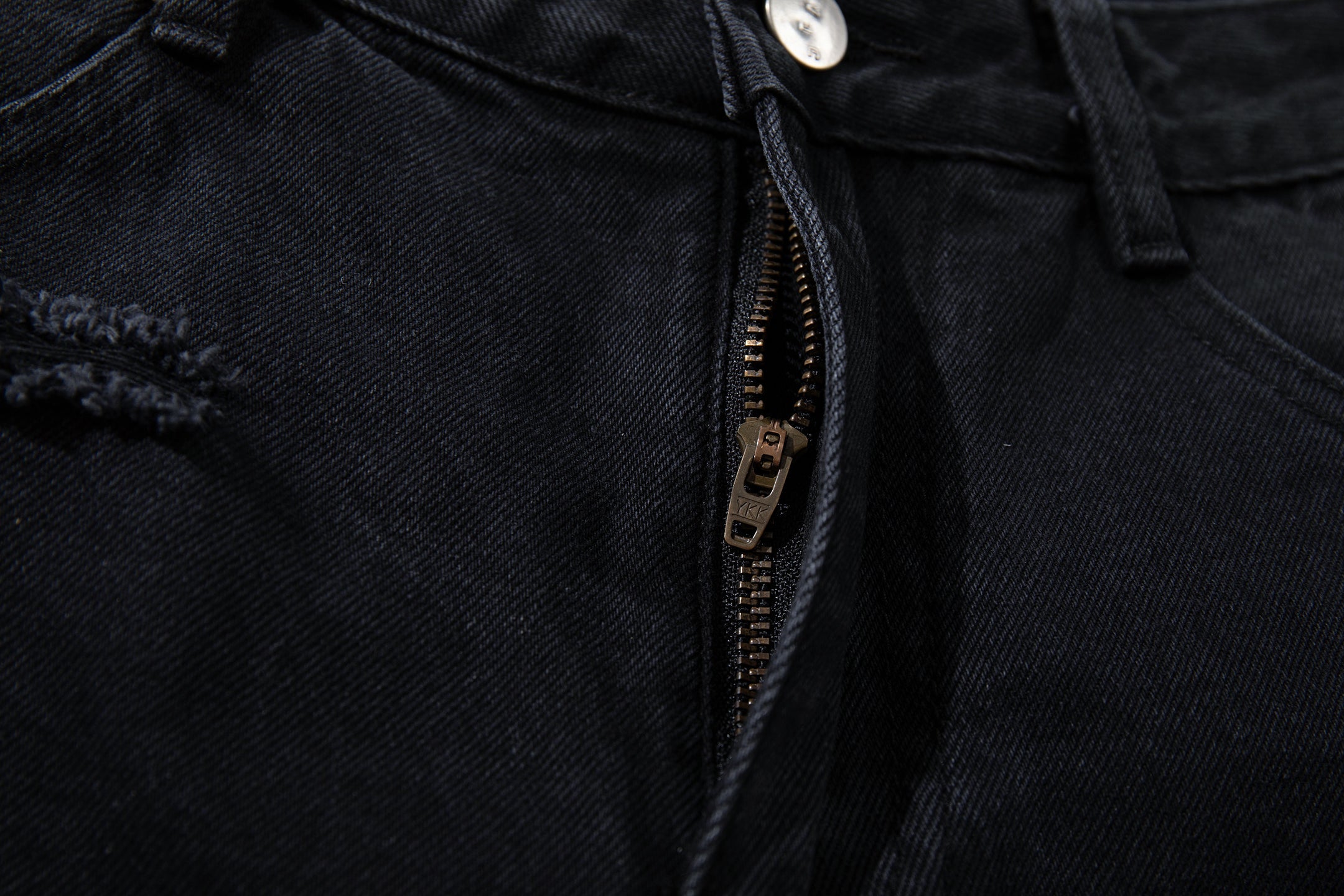 Omirad Shredded Ribbed Black Wide-Leg Cargo Jeans