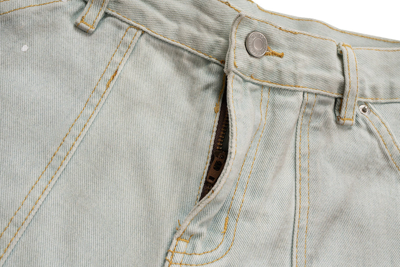 Omirad Distressed Painter-Wash Wide-Leg Jeans | 100% Cotton