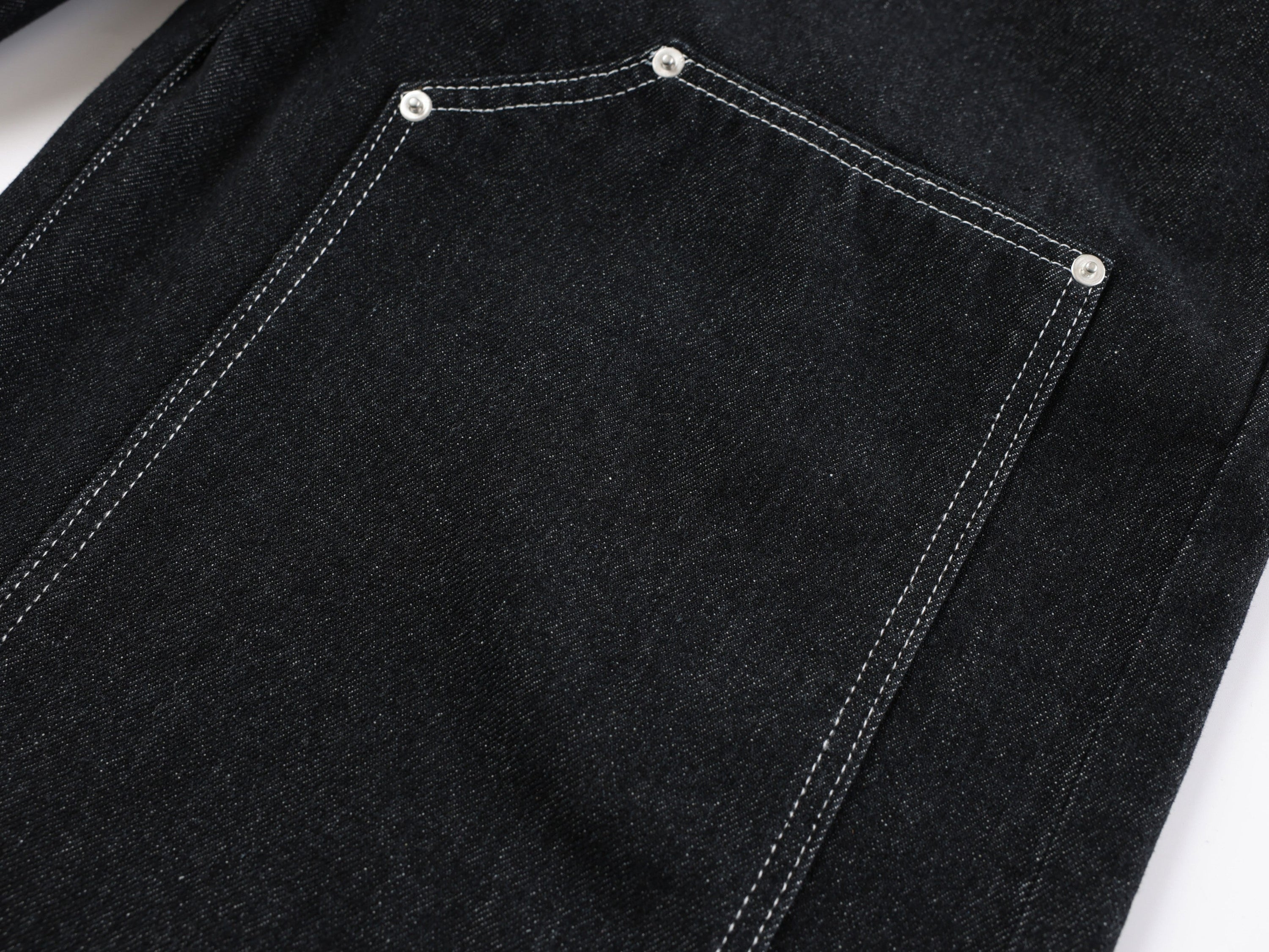 Omirad Double-Waist Wide-Leg Utility Denim Pants | Black