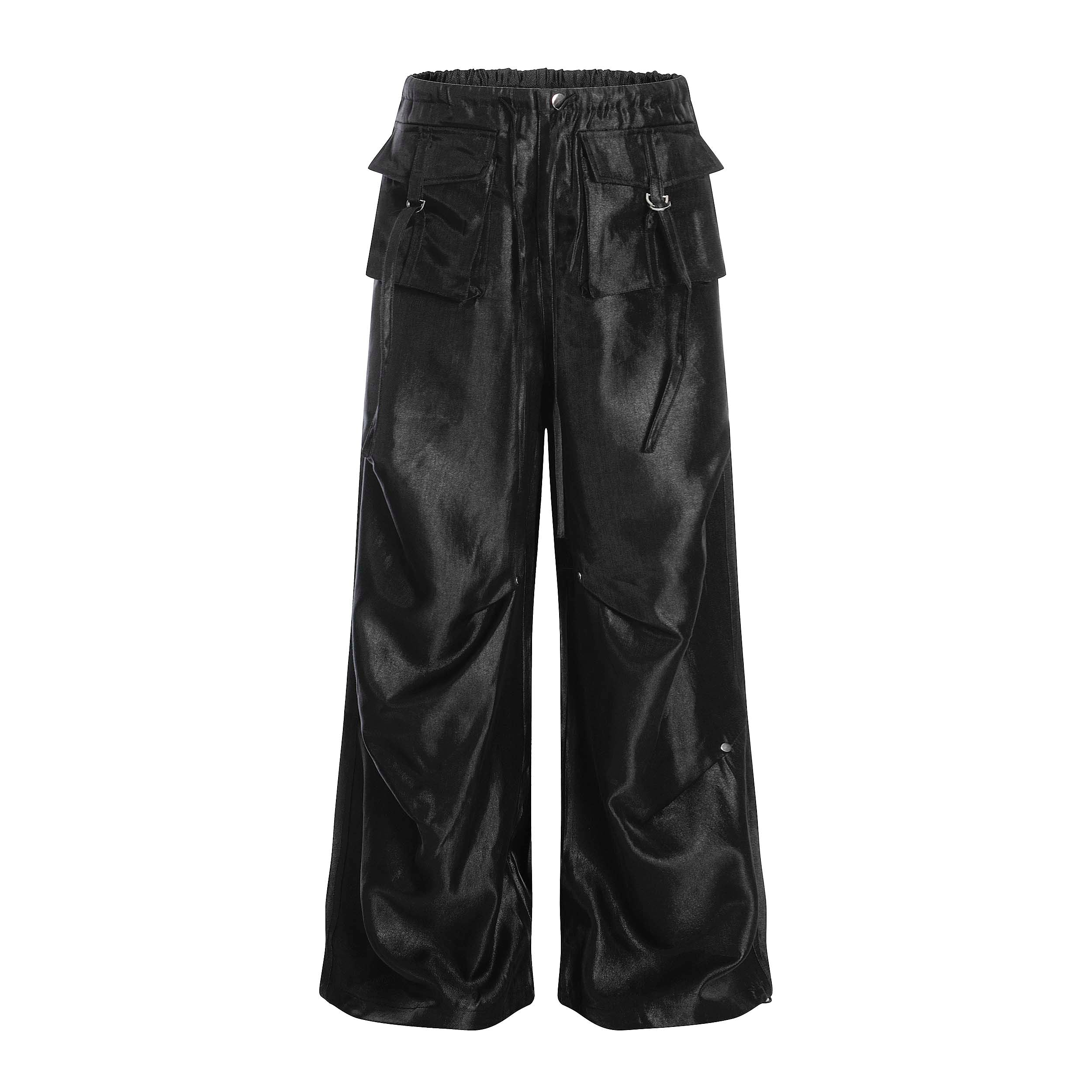 Omirad Glossy Utility Cargo Pants | Wide Leg Barrel Fit