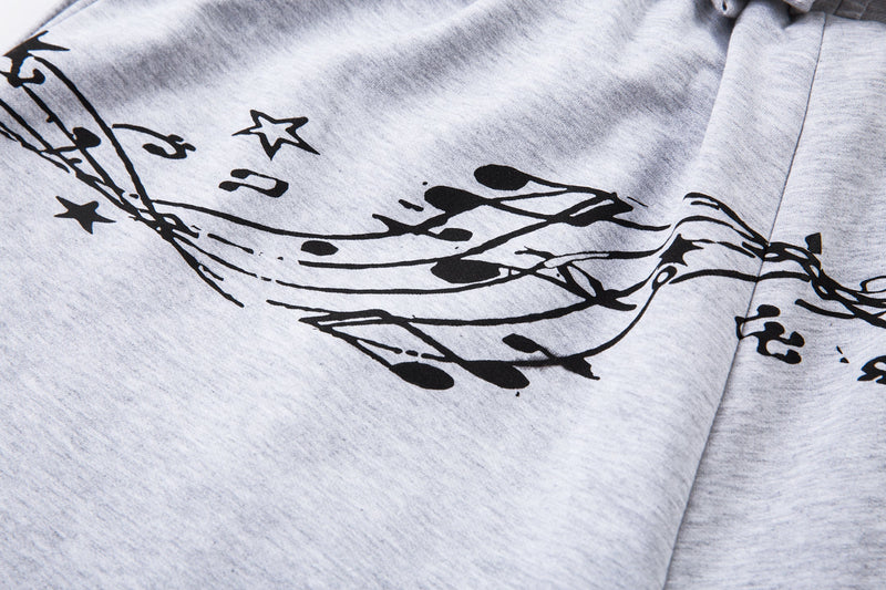 Music Note Graphic Wide-Leg Sweatpants | Streetwear Comfort