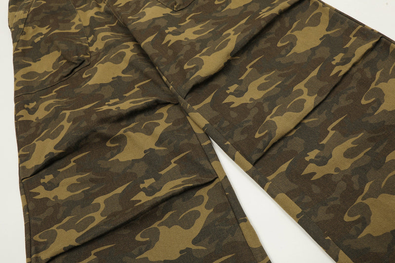 Omirad Washed Camo Wide-Leg Pants | 100% Cotton Streetwear