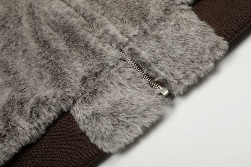 Wool Blend Fleece Hooded Bomber Jacket | Omirad
